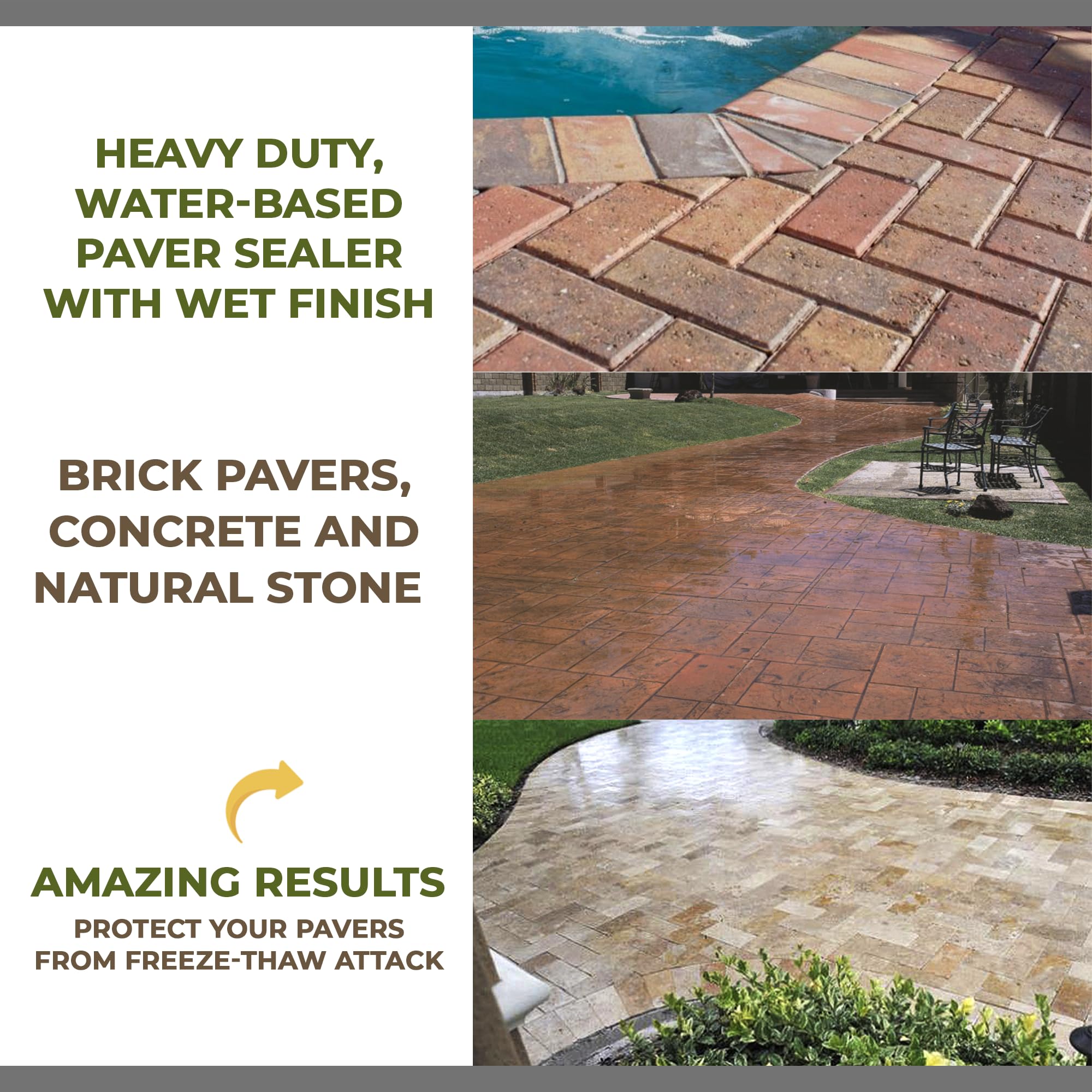 StrongSeal Wetlook Paver Sealer & Joint Sand Stabilizer - Professional Grade 2-Part Kit (5 Gallon) for Brick Pavers, Concrete & Natural Stone - Perfect for Driveways, Patios & Walkways