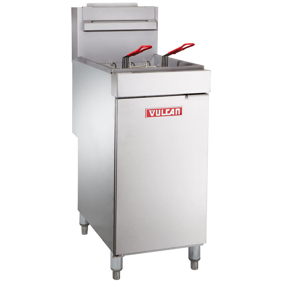 Vulcan LG400 45-50 Lb. Natural Gas Commercial Floor Fryer - 120,000 BTU High Capacity for Restaurants, Catering & Food Trucks