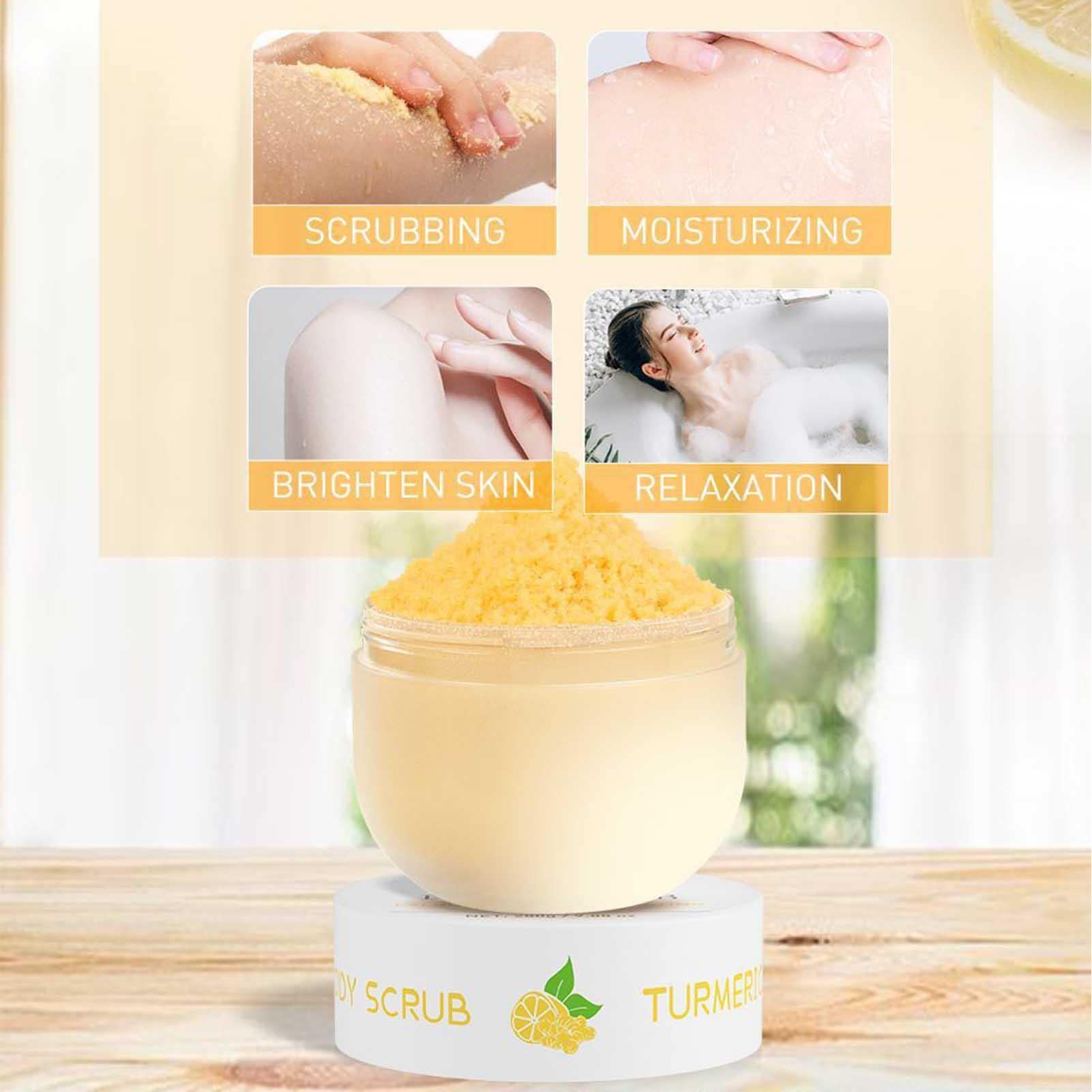 Turmeric Sugar Scrub for Skin Brightening & Hyperpigmentation - 9.8oz Natural Body Exfoliator with Sea Salt - Dark Spot Treatment for Face & Body - Perfect for Spa Day & Post-Sun Care