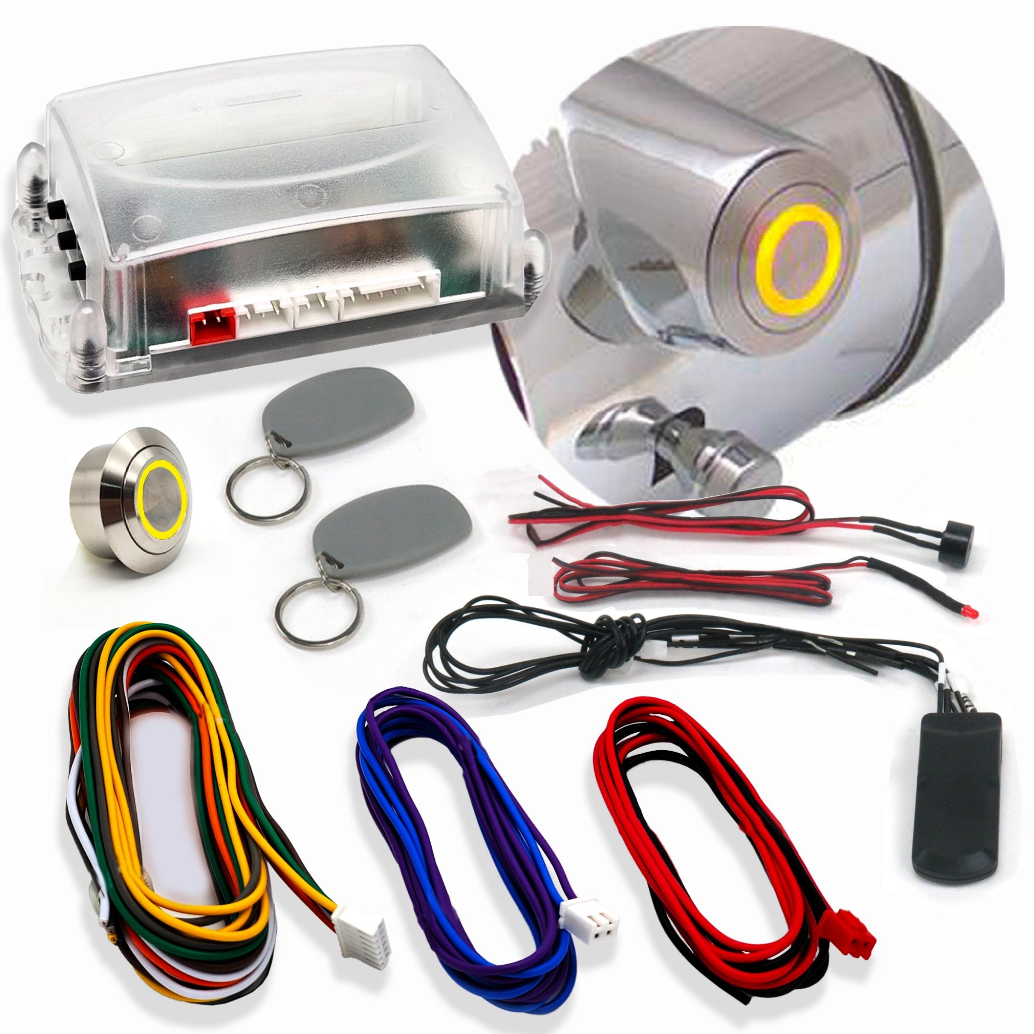 1901-1907 Oldsmobile Model 6C GM Direct Fit Billet Push Button Start Conversion Kit with RFID - Classic Car Ignition Upgrade for Vintage Vehicle Restoration & Modern Convenience