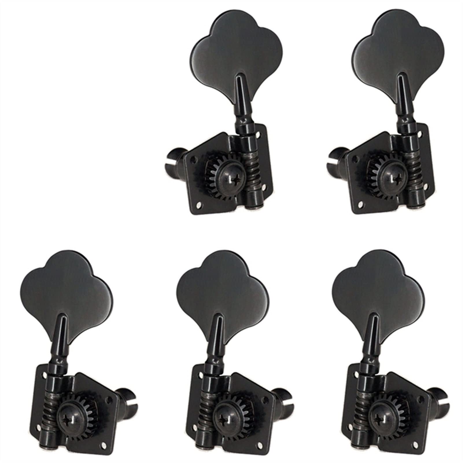 Vintage Open Bass Guitar Tuning Keys - 5Pcs Machine Heads Tuners for 5 Strings Bass Guitar Accessories (Black 2L3R) - Perfect for Bass Guitar Maintenance, String Replacement & DIY Instrument Repair