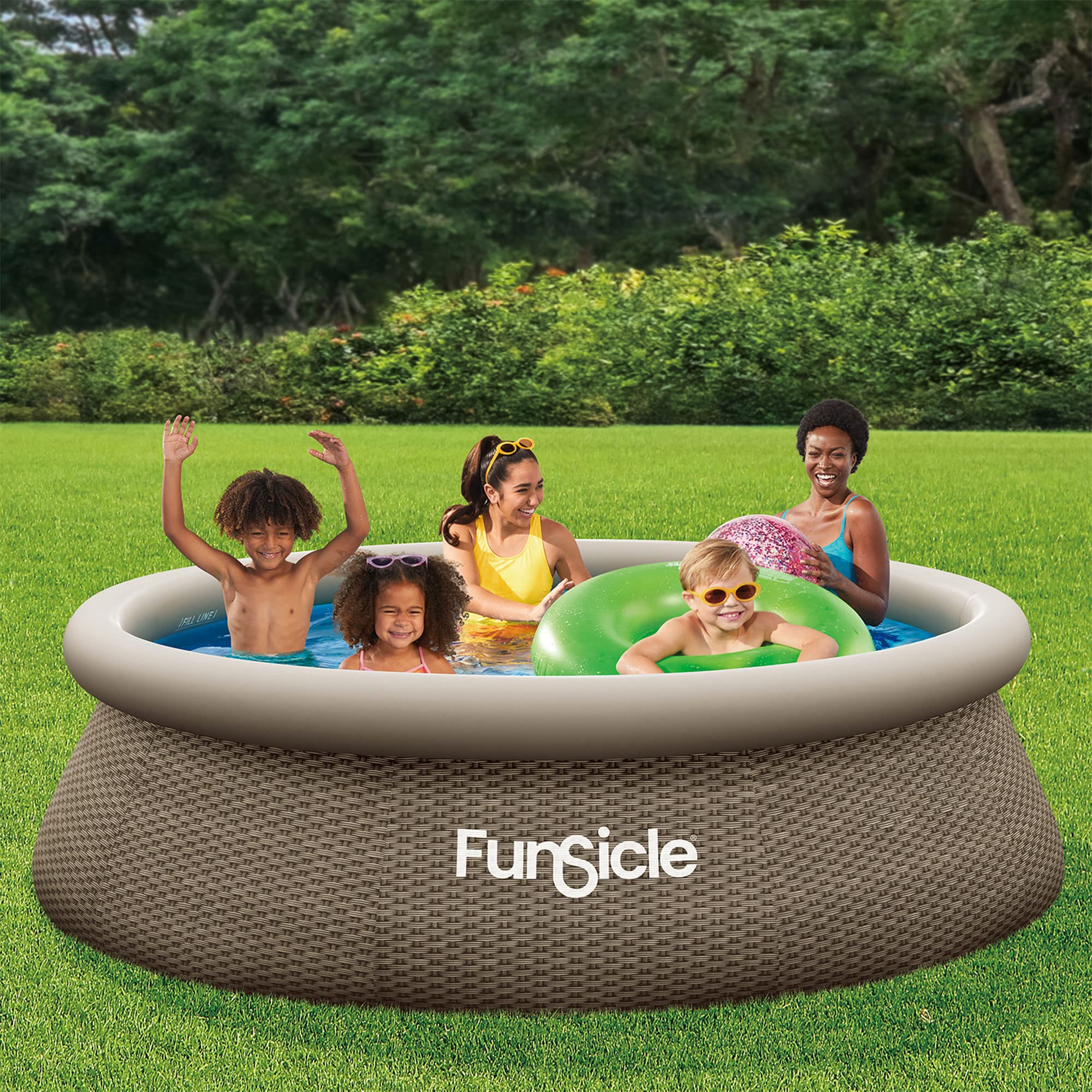 Funsicle SureStep 36 Inch 3-Step Lightweight Plastic Above Ground Pool Ladder with QuickSet 10' x 30