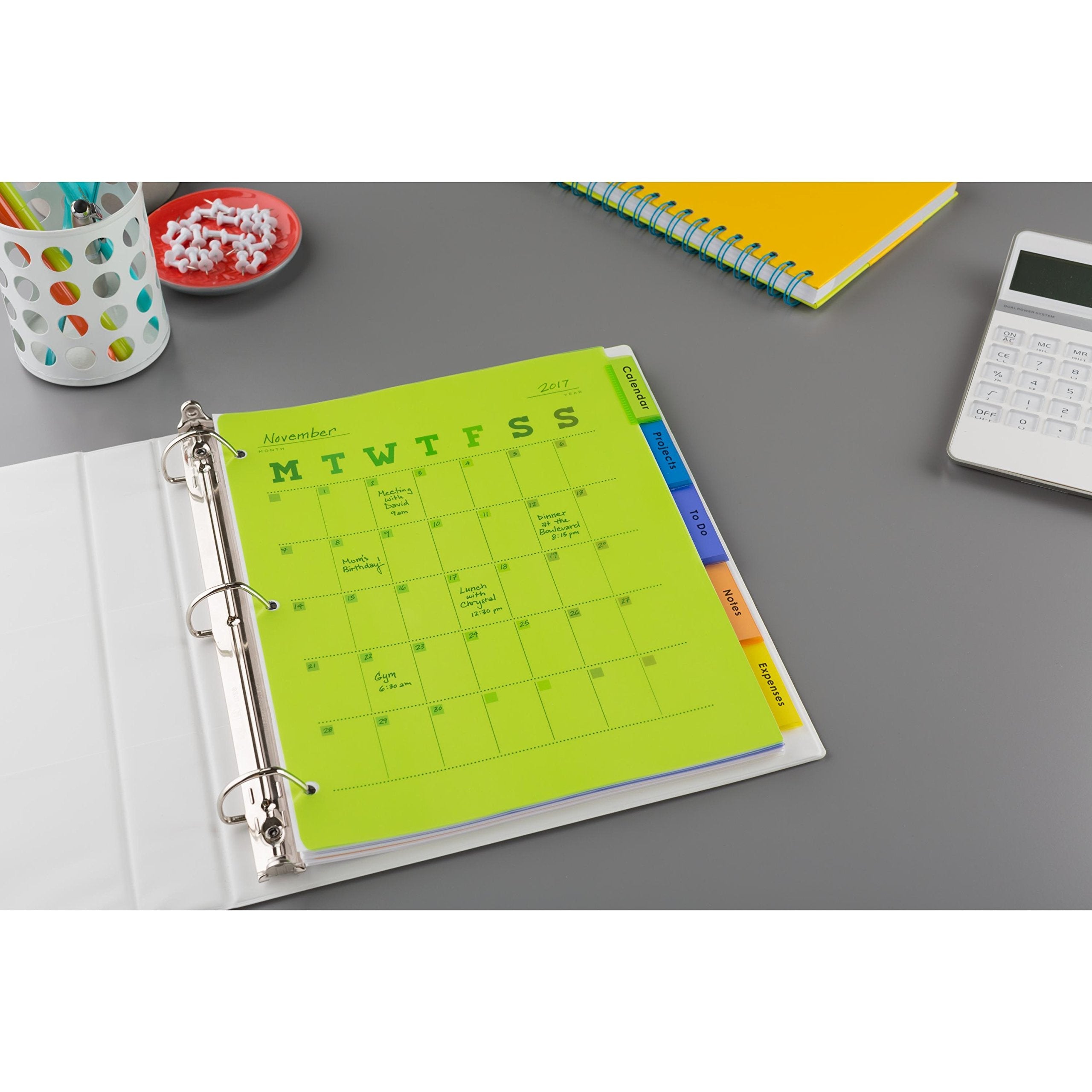 Avery 5-Tab Plastic Dividers for 3 Ring Binders, 24 Sets (11900) - Insertable Index Tabs for School, Office & Home Organization