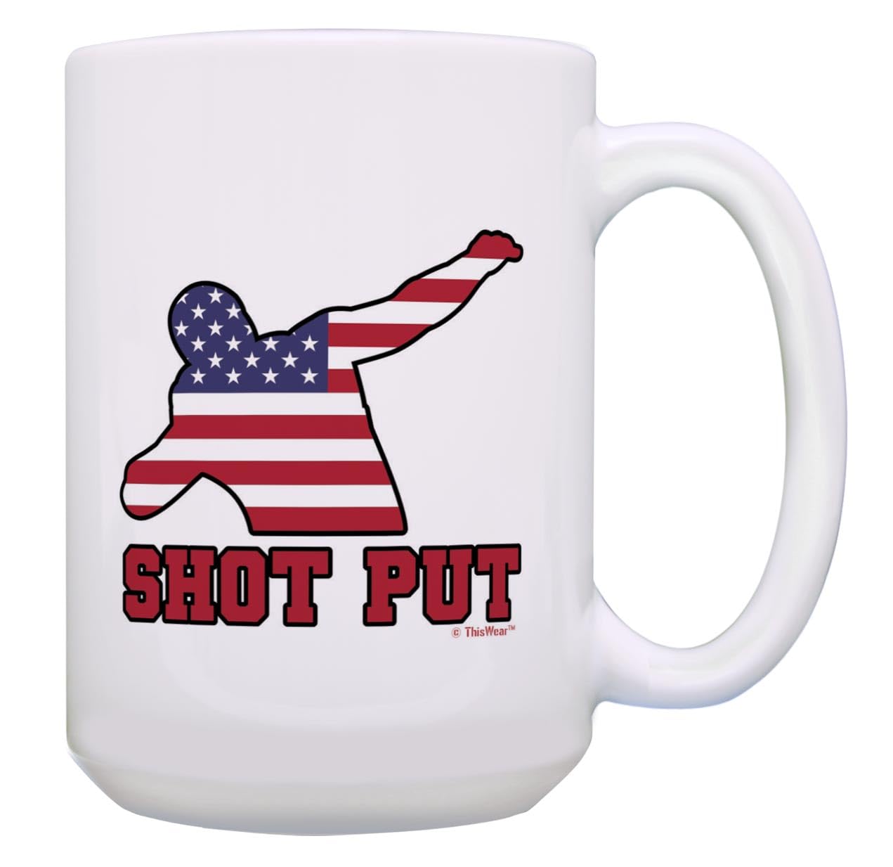 ThisWear USA Summer Sporting Events Gifts - 15oz Ceramic Coffee Mug with Handle for Shot Put Athletes & Sports Fans | Perfect for Track Meets, Training Sessions & Office Use