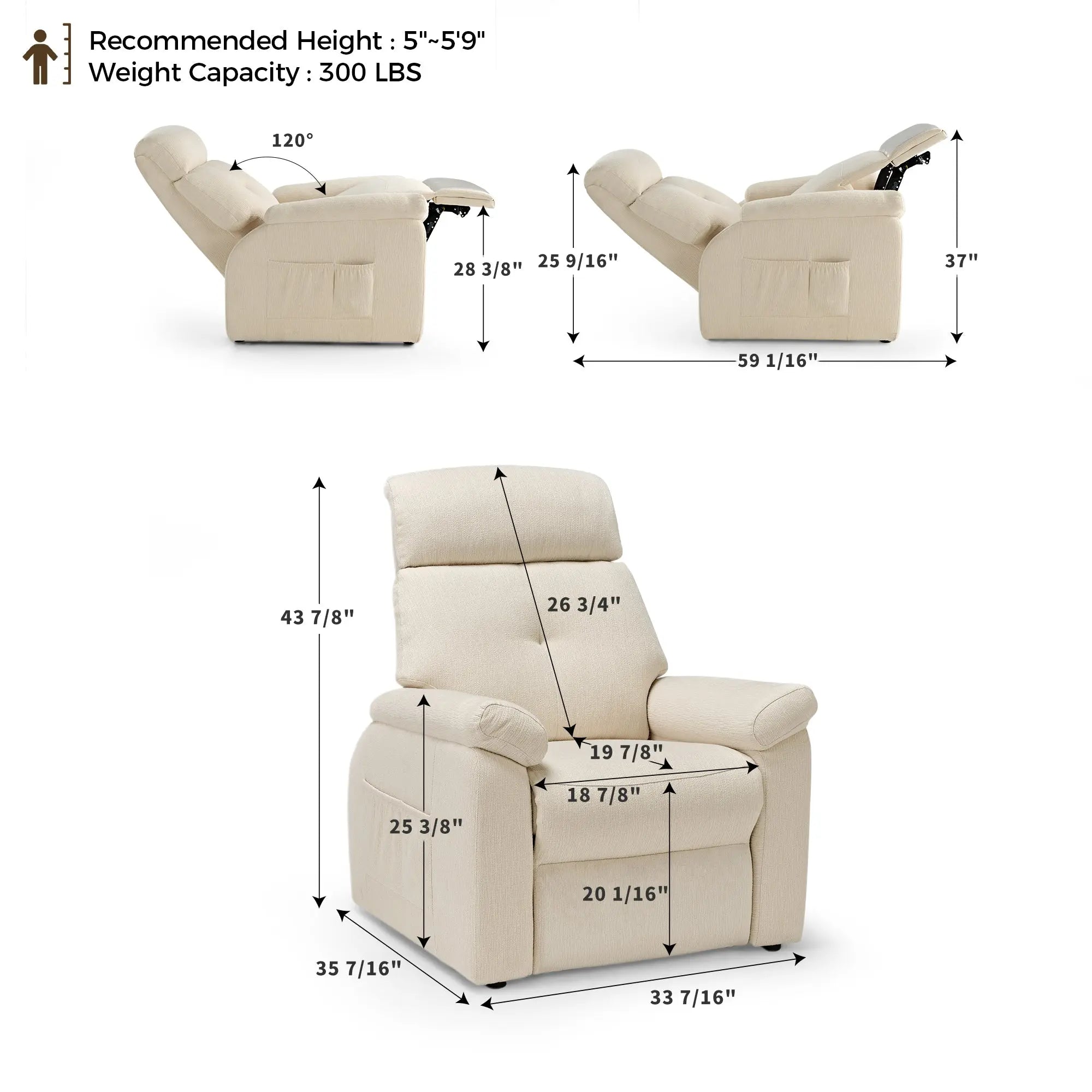 Henry Armrest Power Recliner Chair - Super Zero Gravity Massage Recliner for Living Room, Home Theater & Office - Ergonomic Leather Lounge Chair with USB Charging & Cup Holders