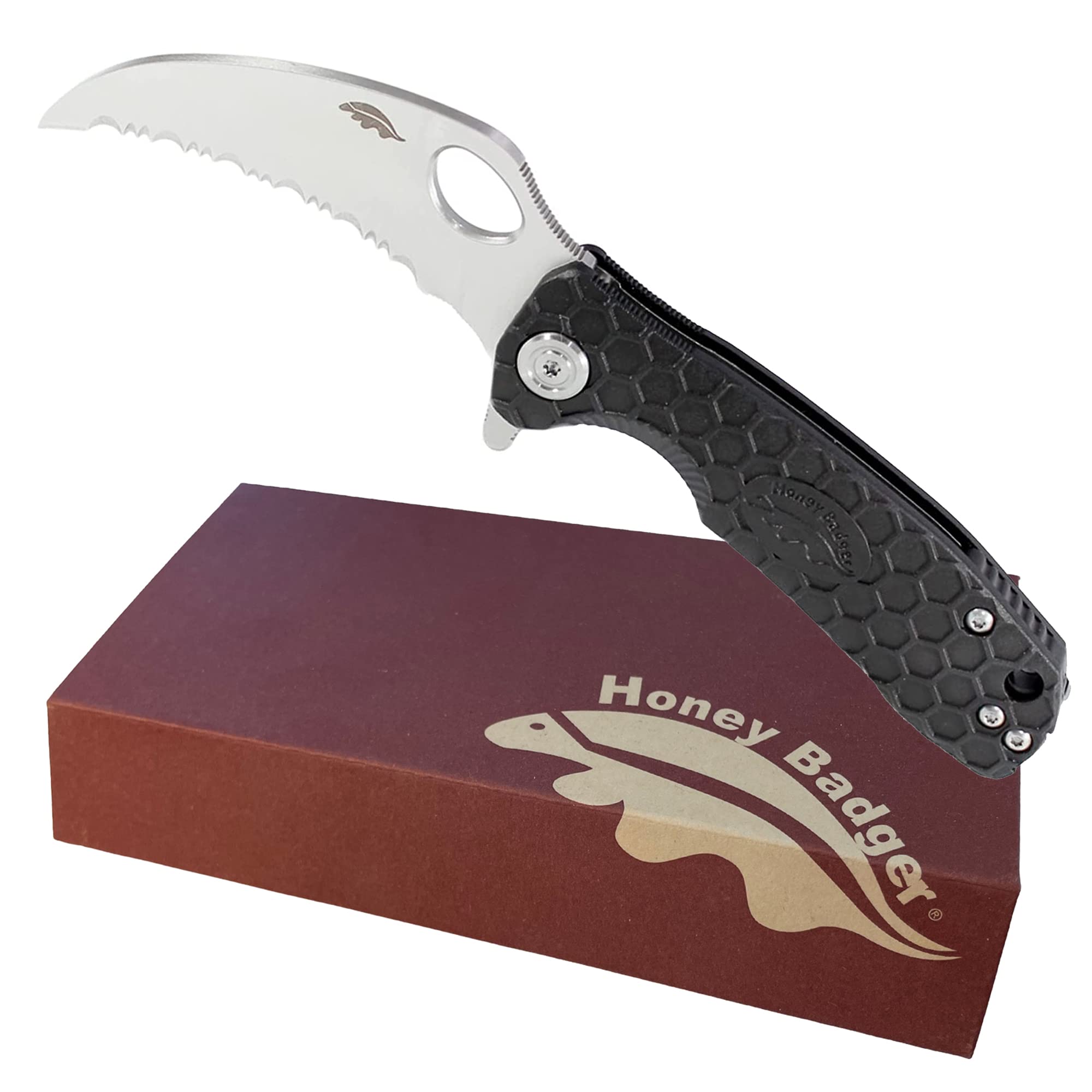 Honey Badger Drop Point Pocket Knife - Tactical Folding Knife with Steel Blade for Men - Lightweight EDC Utility & Survival Knife - Reversible Pocket Clip - Medium Size (HB1131) - Perfect for Camping, Hiking, Outdoor Adventures & Everyday Carry