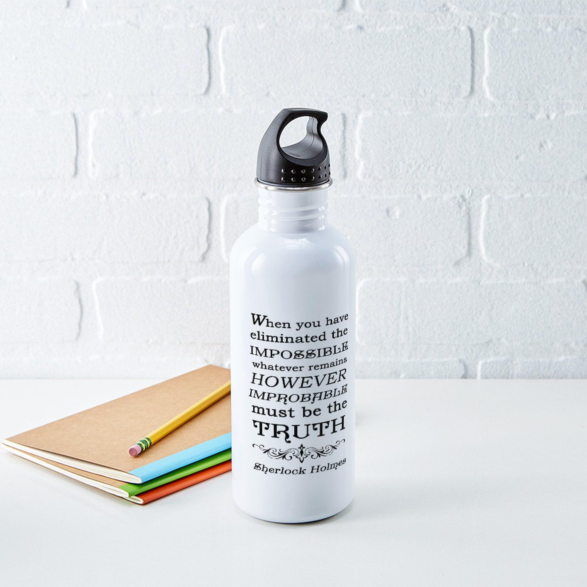 Sherlock Holmes Stainless Steel Water Bottle 1.0L (34 oz) - Vacuum Insulated, Leak Proof, BPA Free - Perfect for Travel, Gym, Hiking & Office Use