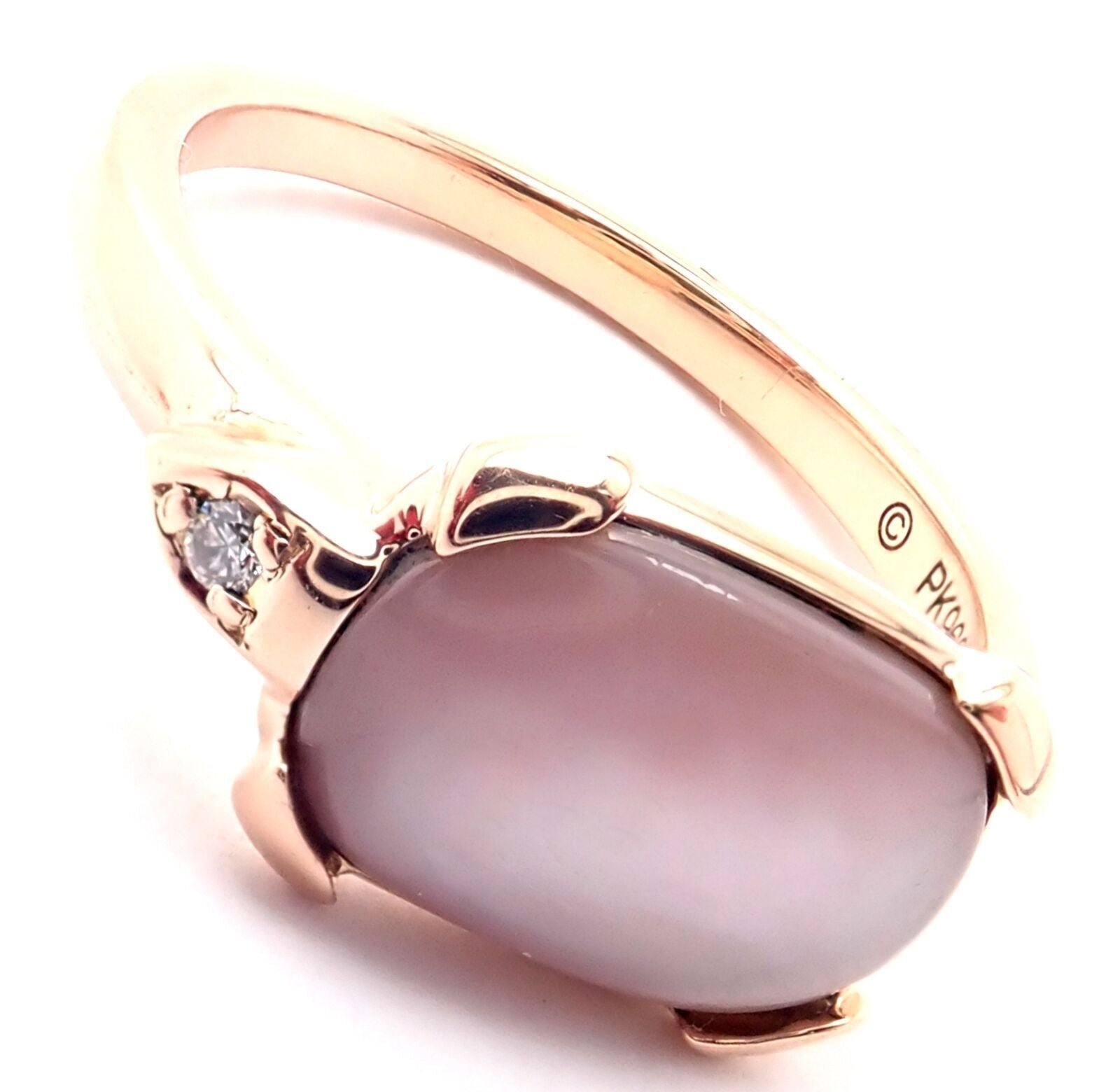 Authentic Cartier Tortue 18K Rose Gold Diamond Mother of Pearl Ring - Luxury Jewelry for Women, Elegant Gift for Anniversary & Special Occasions
