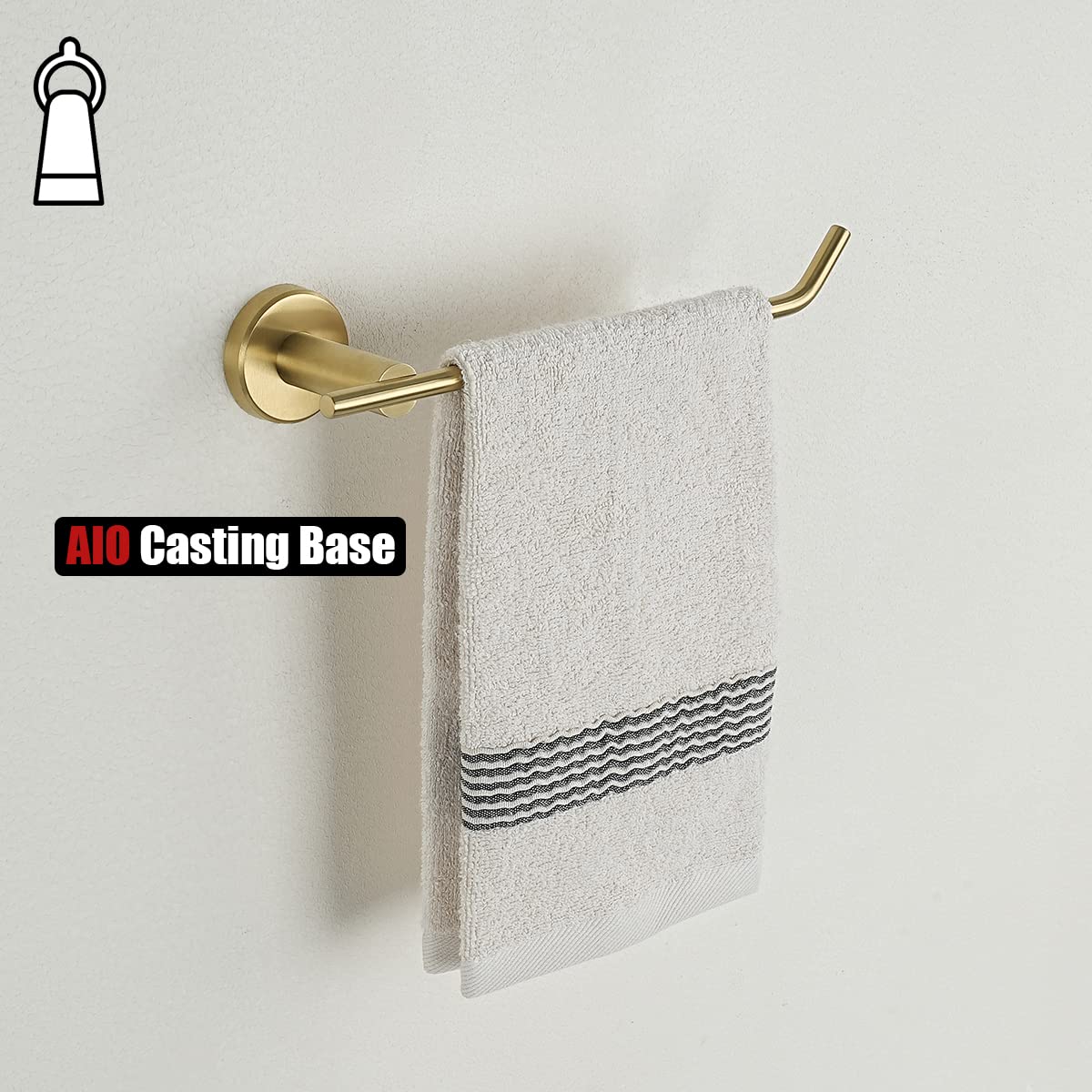 JQK 9 Inch Brushed Gold Stainless Steel Towel Ring Holder - Wall Mount Bathroom Towel Bar TR100-BG for Hand Towels, Perfect for Modern Bathrooms and Powder Rooms