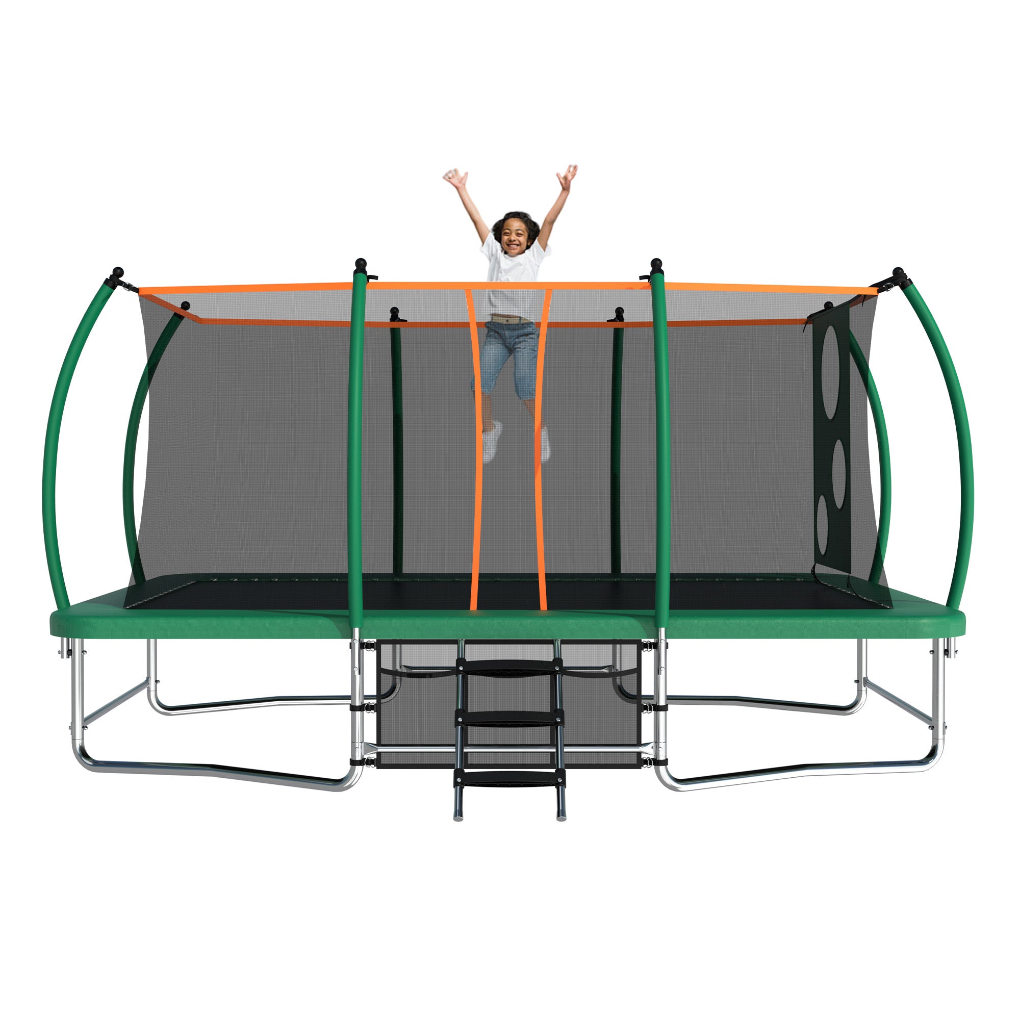 10X16FT Outdoor Square Trampoline for Kids & Adults - Heavy Duty Rectangular Tumbling Trampoline with Safety Net - Perfect for Backyard, Gym Training & Family Fun