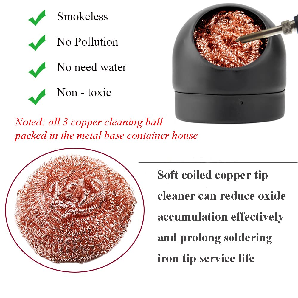 Portable Soldering Iron Tip Cleaner with Metal Base & Wire - for DIY & Electronics Repair