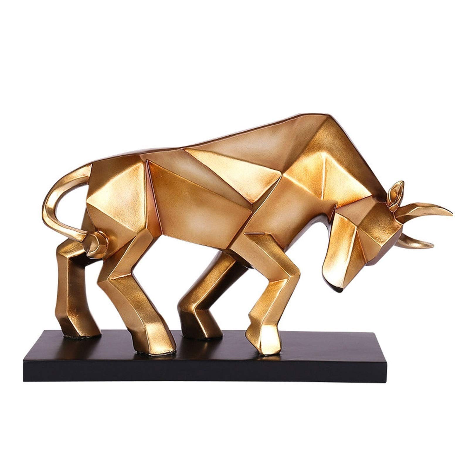 2021 Feng Shui Chinese Zodiac Ox Year Wealth Bull Statue - Golden Resin Collectible Figurine for Home Table Decor, Office Desk Display & Good Luck Gift for Chinese New Year