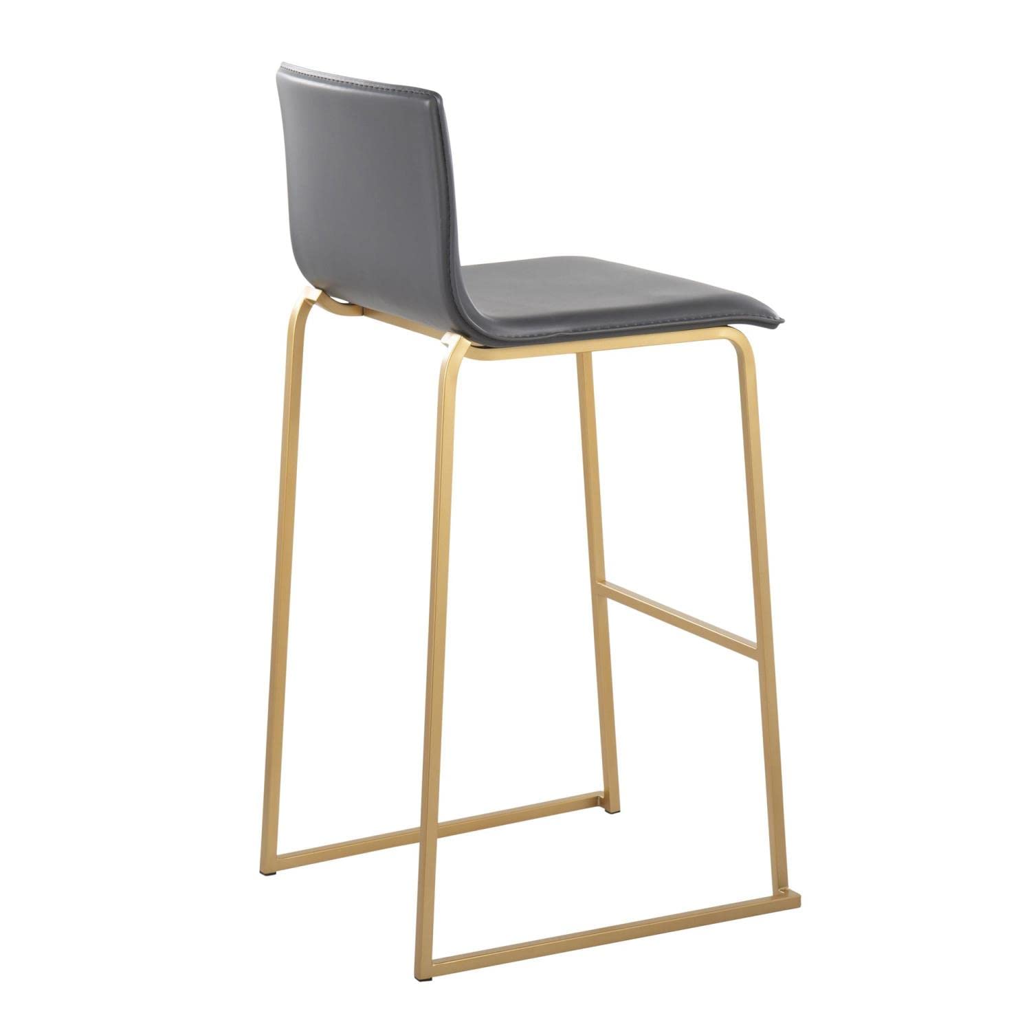 LumiSource Mara Bar Stool Set of 2 - Modern Counter Height Bar Chairs with Metal Frame & PU Cushion for Kitchen Island, Breakfast Nook & Home Bar Decor