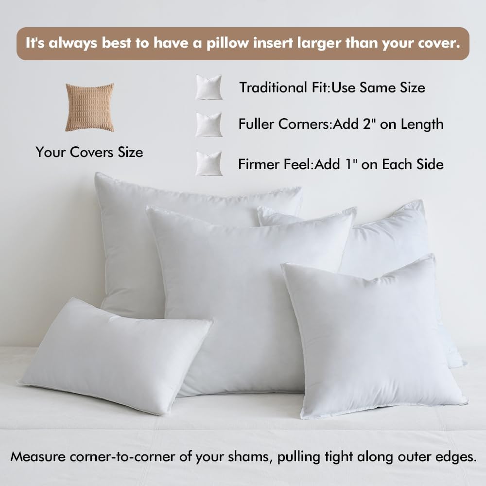 MIULEE 24x24 Inch Down Alternative Pillow Inserts (Pack of 2) - Ultra Soft Fluffy Decorative Throw Pillows for Sofa, Couch & Bed - Perfect for Living Room Decor, Bedroom Accent and Cozy Home Styling