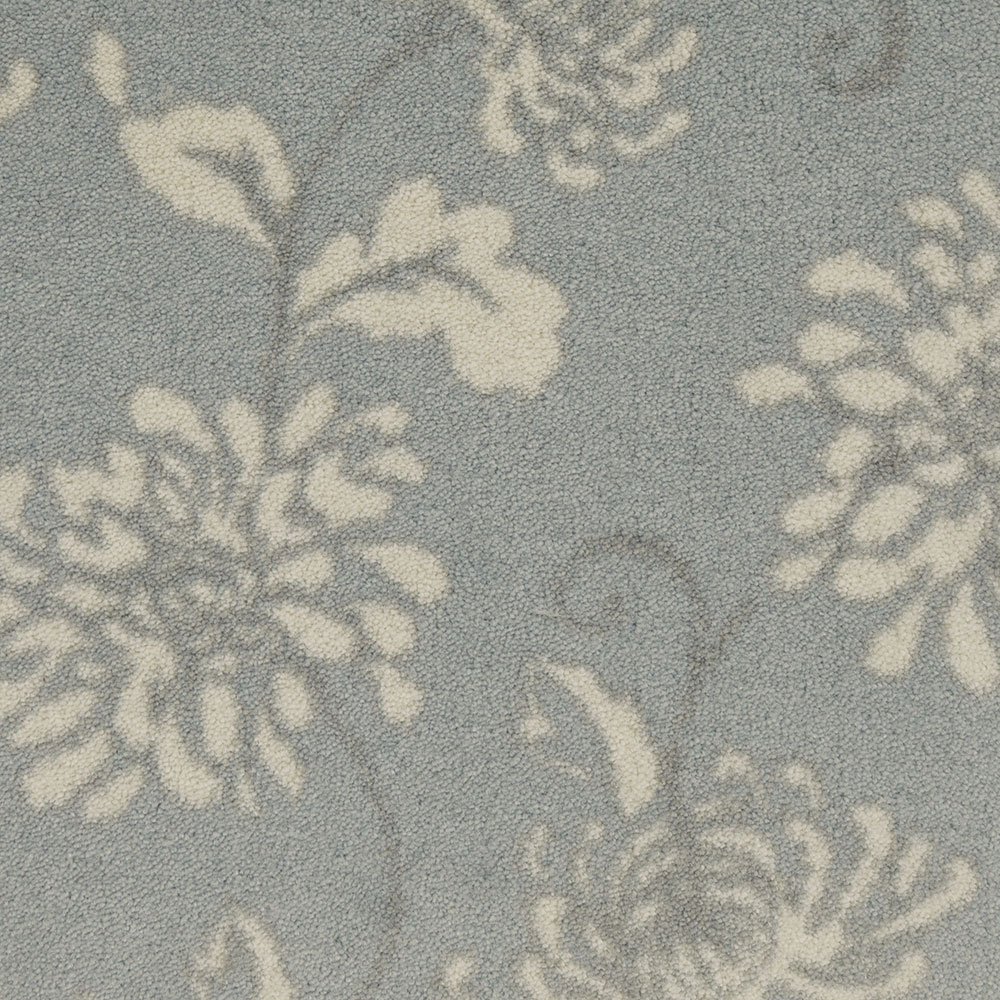 Milliken 2962 Blue Bonnet Floral Scrolls Area Rug 5'4