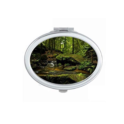 DIYthinker Portable Folding Double-Sided Mirror with Green Forestry Nature Scenery - Perfect for Travel, Makeup, and Outdoor Adventures