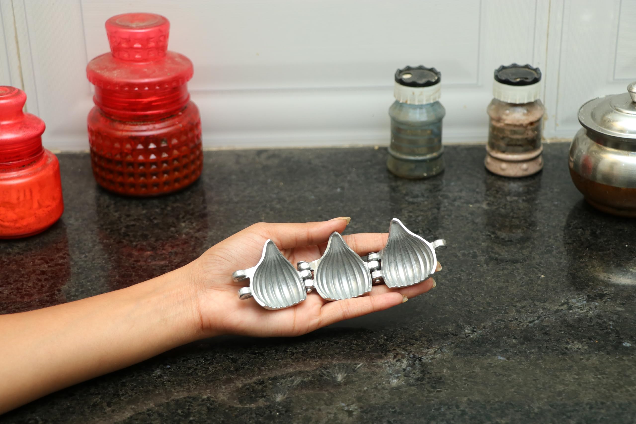 Premium Aluminum Modak Maker Mould Set of 2 - Perfect for Ganpati, Diwali, Dussehra & Indian Festivals - Ideal for Making Traditional Sweet Dumplings at Home