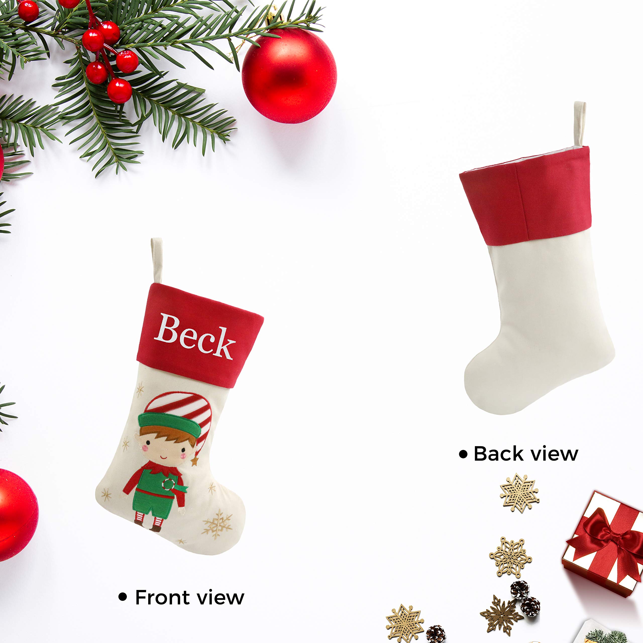 Set of 4 Personalized 18-Inch Christmas Stockings - Custom Embroidery Holiday Decor for Family Gifts | Perfect for Fireplace Mantel, Christmas Tree Decorations & Festive Home Styling (Style 2)