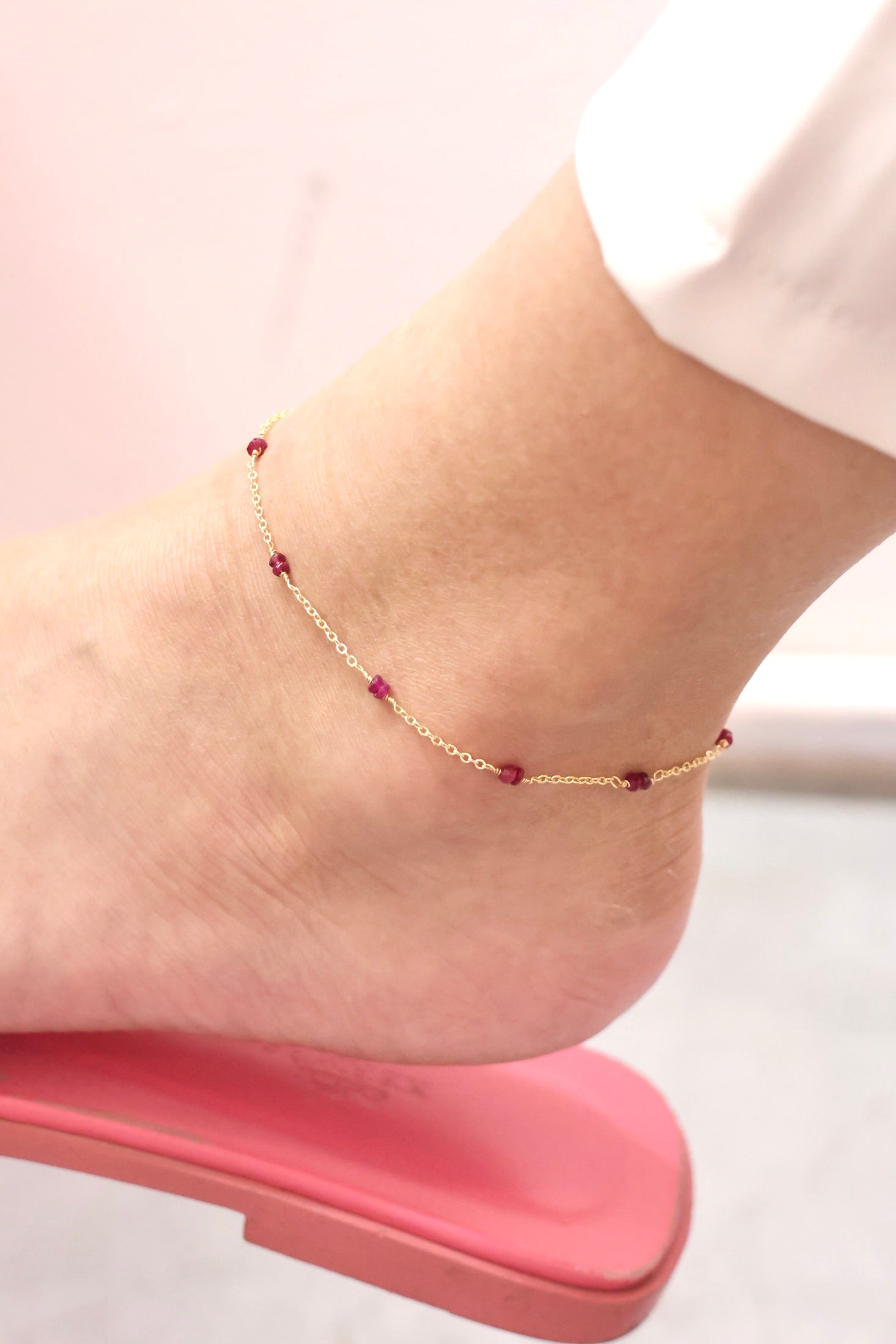 Pretty In Pink Alet × Fuchsia Anklet - Stylish Women's Ankle Bracelet for Summer Outfits, Beach Wear & Boho Fashion Accessories
