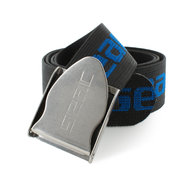 Seac Weight Belt - Stainless Steel Buckle, Black & Blue Dive Belt for Scuba Diving, Spearfishing, and Freediving - Perfect for Underwater Adventures