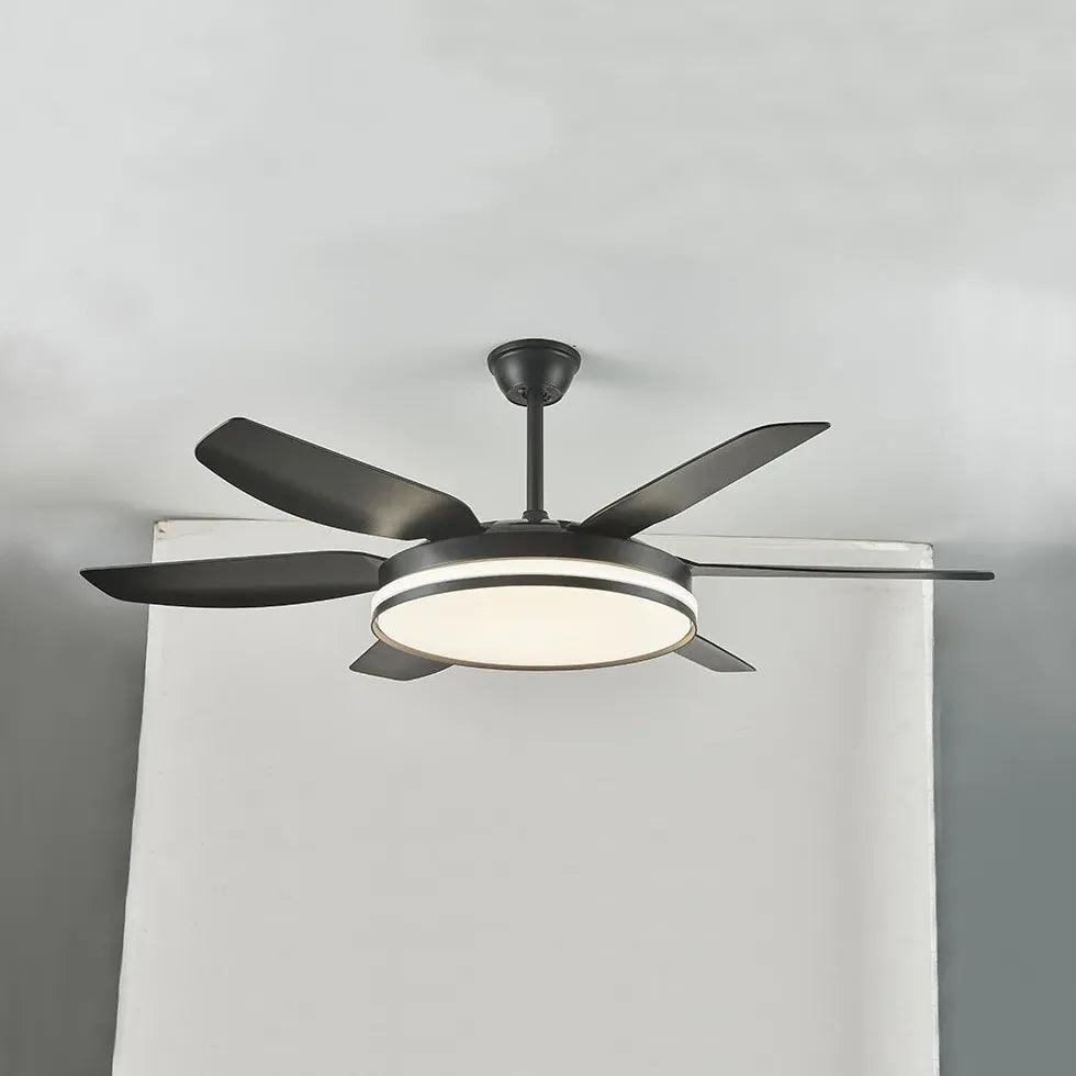 6-Blade Modern Minimalist LED Ceiling Fan with Light - Perfect for Bedroom, Living Room & Office Cooling and Lighting