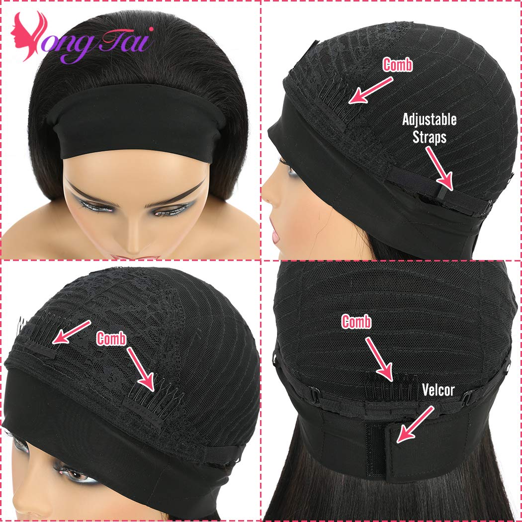 Peruvian Straight Headband Wig for Women - 24 Inch Glueless Human Hair Wig with Full Machine Made Construction - Perfect for Daily Use, Parties & Weddings | Natural Look & Comfortable Wear