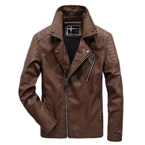 Men's Warm Biker Bomber Leather Jacket - Winter Motorcycle Riding, Casual Outwear & Street Style Fashion