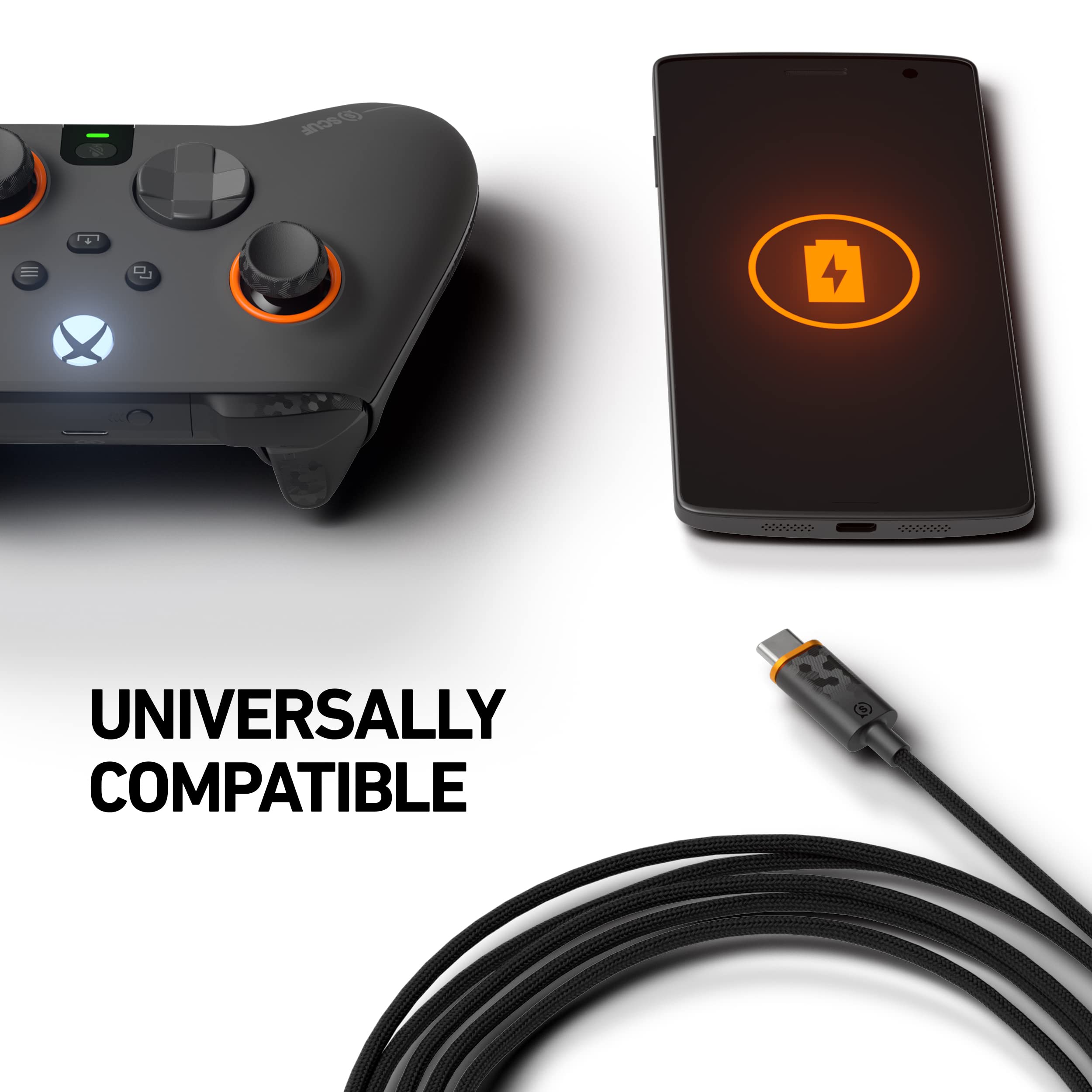 SCUF Braided USB-C Cable 6ft - Fast Charging for Xbox, PS5 & Phones - Gaming & Travel