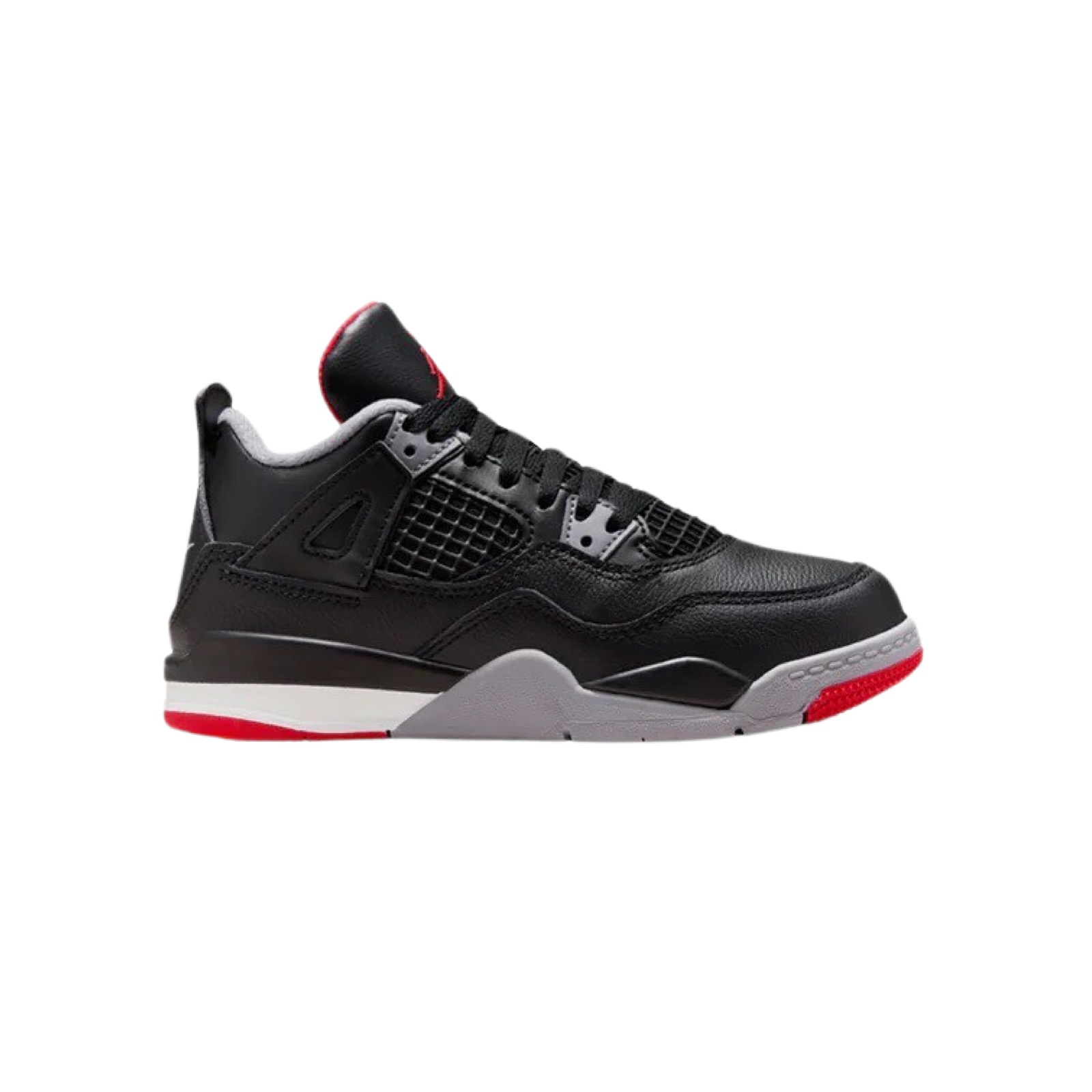 Air Jordan 4 Retro Reimagined BRED 2024 - Black Fire Red Cement Grey Sneakers for Boys & Girls | Pre-School Kids Basketball Shoes for Sports & Casual Wear
