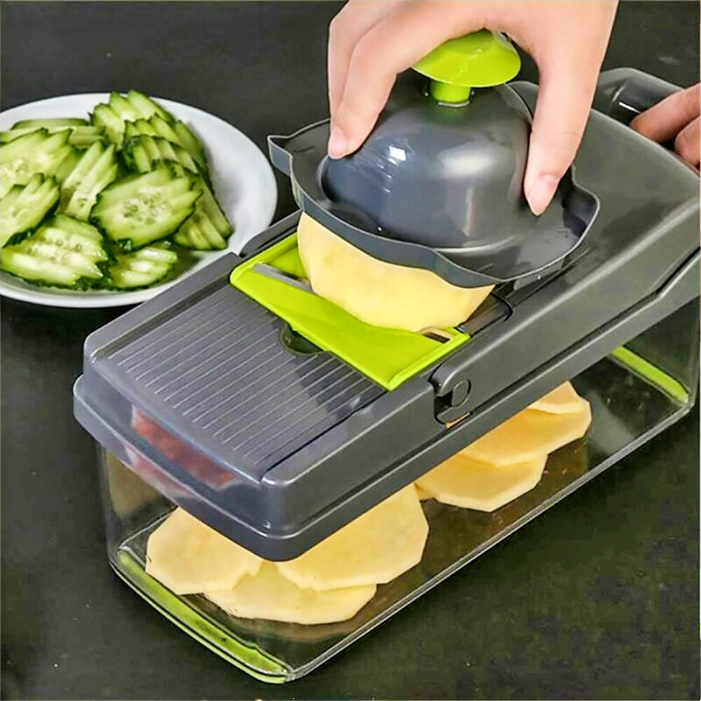 Premium Fox Vegetable Chopper and Slicer - 5-in-1 Multifunctional Kitchen Gadget for Fast Dicing, Slicing & Grating - Perfect for Salads, Meal Prep & Healthy Cooking (BPA-Free)