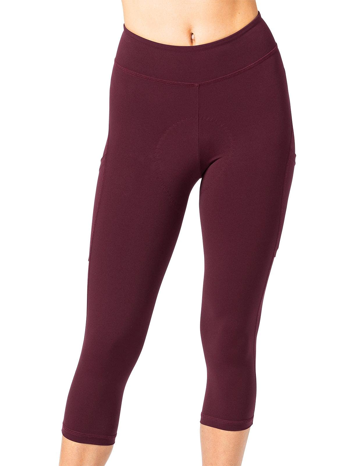 Women's Terry Bike Pants - Padded Cycling Capris with 20-Inch Length & High Waist for Comfort - Perfect for Road Biking, Commuting & Spin Classes