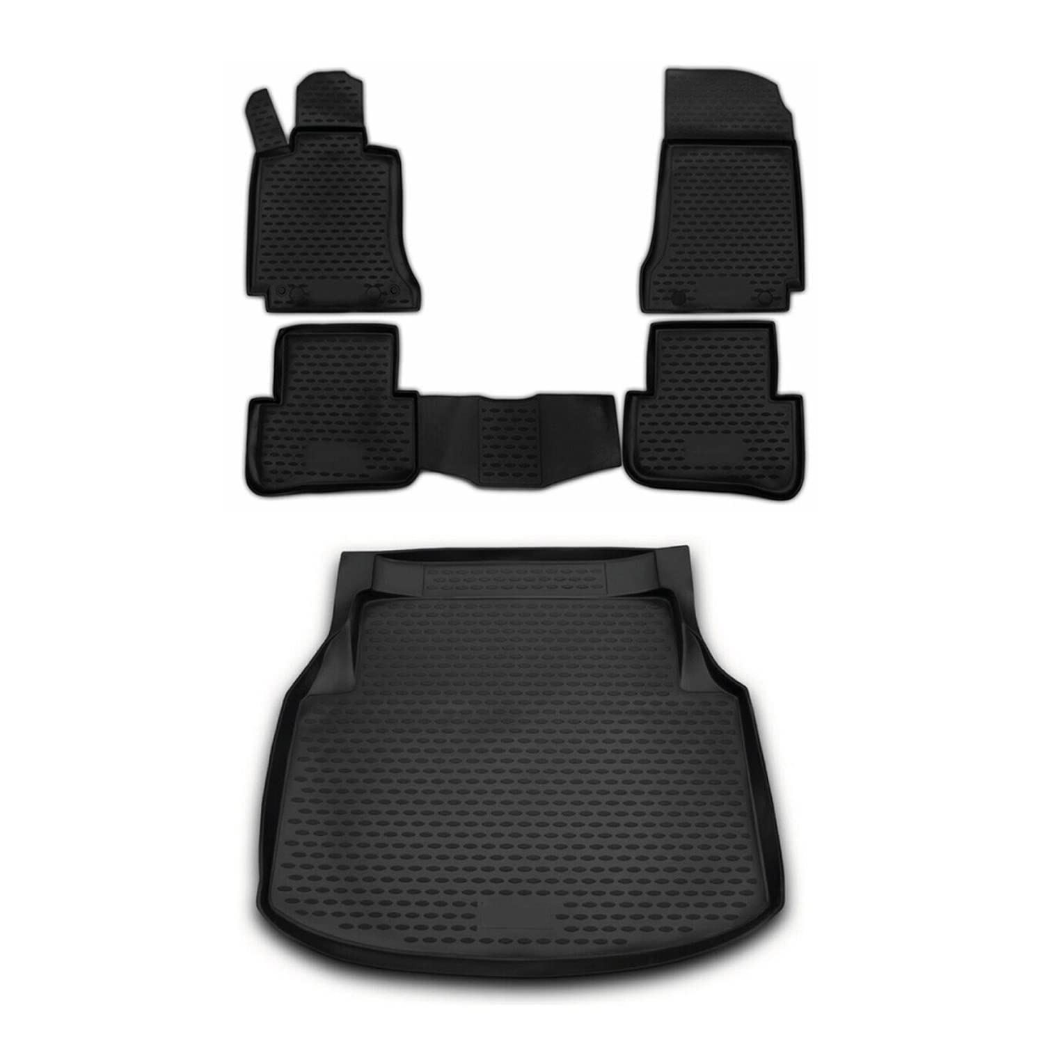 OMAC 5-Piece 3D All-Weather TPE Rubber Car Floor Mats & Trunk Liner Set for Mercedes C-Class W204 (2008-2014) - Heavy Duty SUV Accessories | Perfect for Daily Commute, Road Trips & Winter Protection
