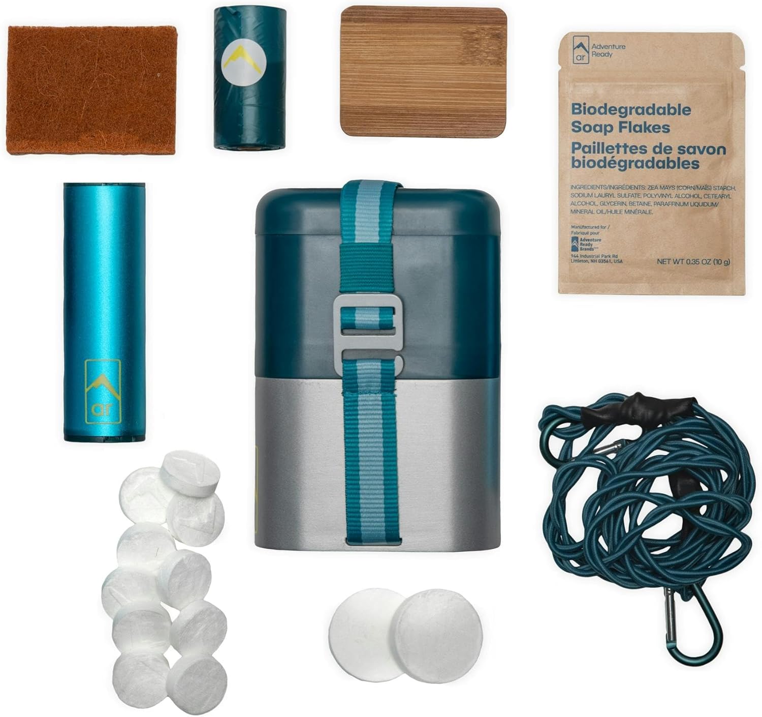 Portable Camp Kitchen Cleaning Kit - Compact Outdoor Dishwashing Set for Camping, Hiking & RV Travel - Includes Sponge, Scraper & Storage Bag