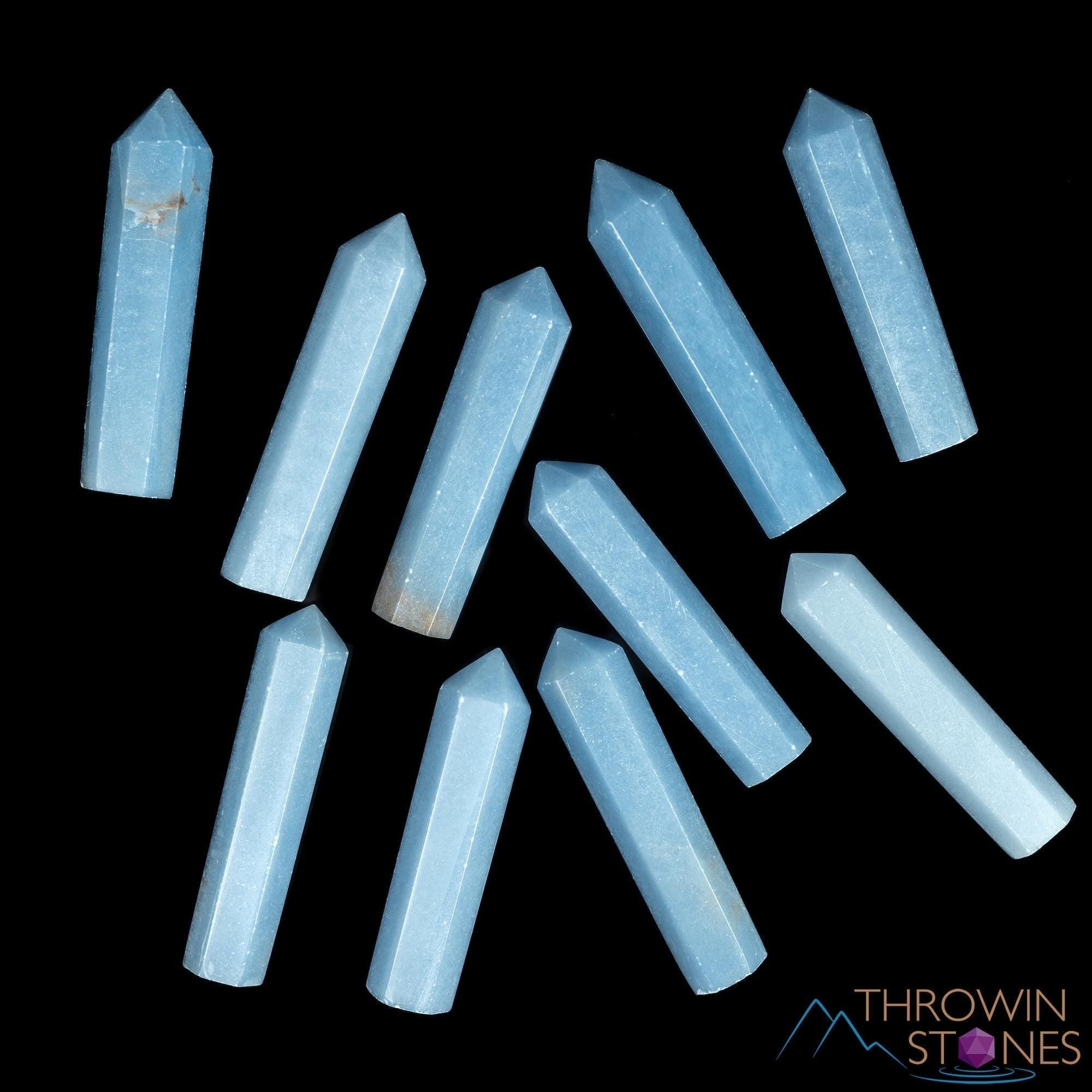 ANGELITE Crystal Tower - Healing Crystal Wand, Natural Stone Points & Obelisk for Home Decor & Meditation (E1274) | Perfect for Reiki, Feng Shui & Spiritual Healing Spaces