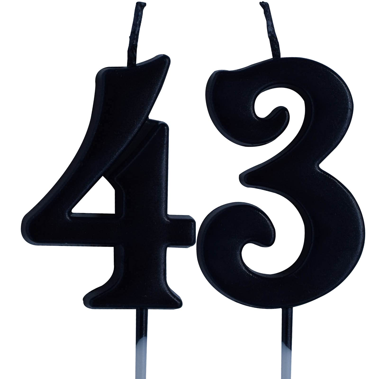 43rd Birthday Candle - Black Number 43 Cake Topper for Women & Men | Age Celebration Party Decorations | Perfect for Birthday Cakes, Cupcakes & Anniversary Celebrations