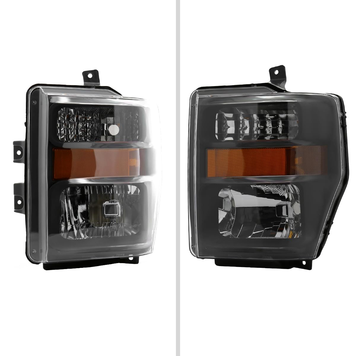 Ford F250 F350 F450 Pickup Truck Headlights (2008-2010) - Black Replacement Headlight Assembly Pair (Left + Right) - Perfect for Off-Roading & Night Driving