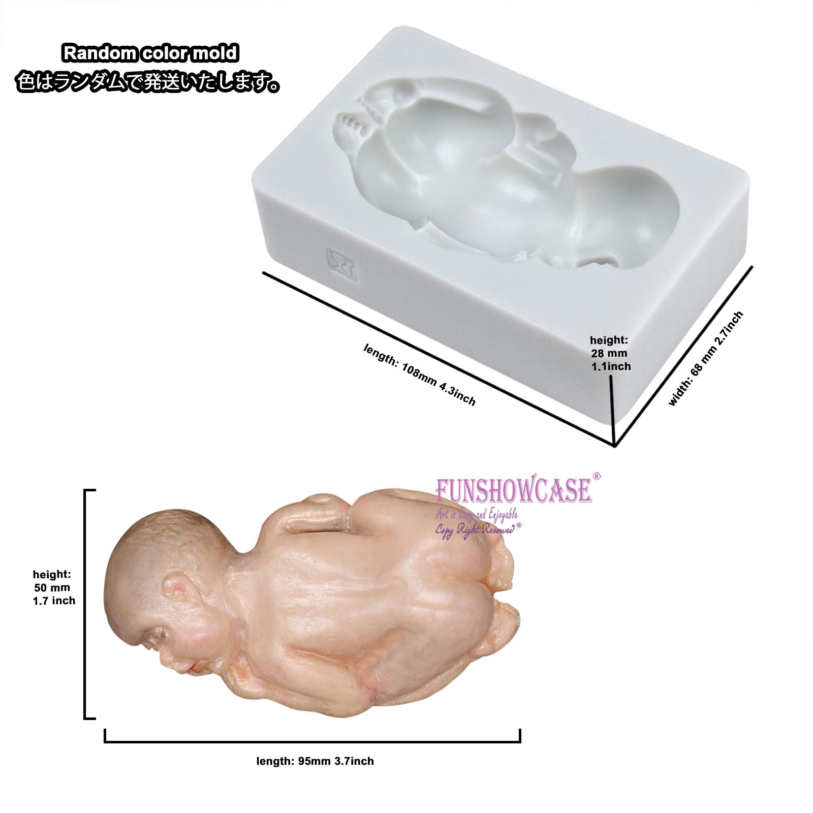 Funshowcase Large Silicone Baby Sleeping Mold - Perfect for Cake Decorating, Candy Making, DIY Soap Crafting | Ideal for Birthday Parties, Baby Showers & Holiday Treats