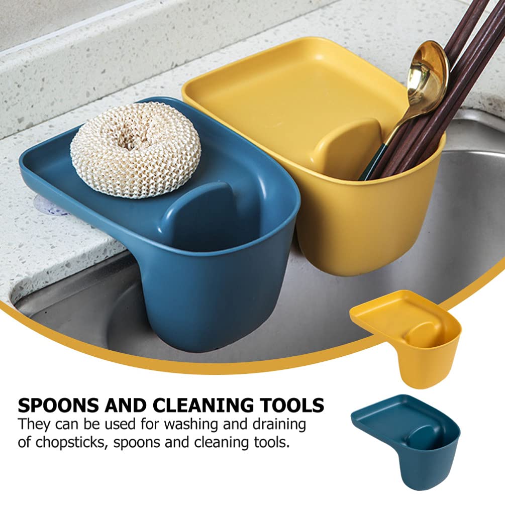 Cabilock 2-Pack Stainless Steel Sink Drainer Basket - Kitchen Sink Drain Rack & Storage Container for Dishes, Utensils, Sponges - Perfect for Draining, Organizing, and Drying in Household & Commercial Kitchens