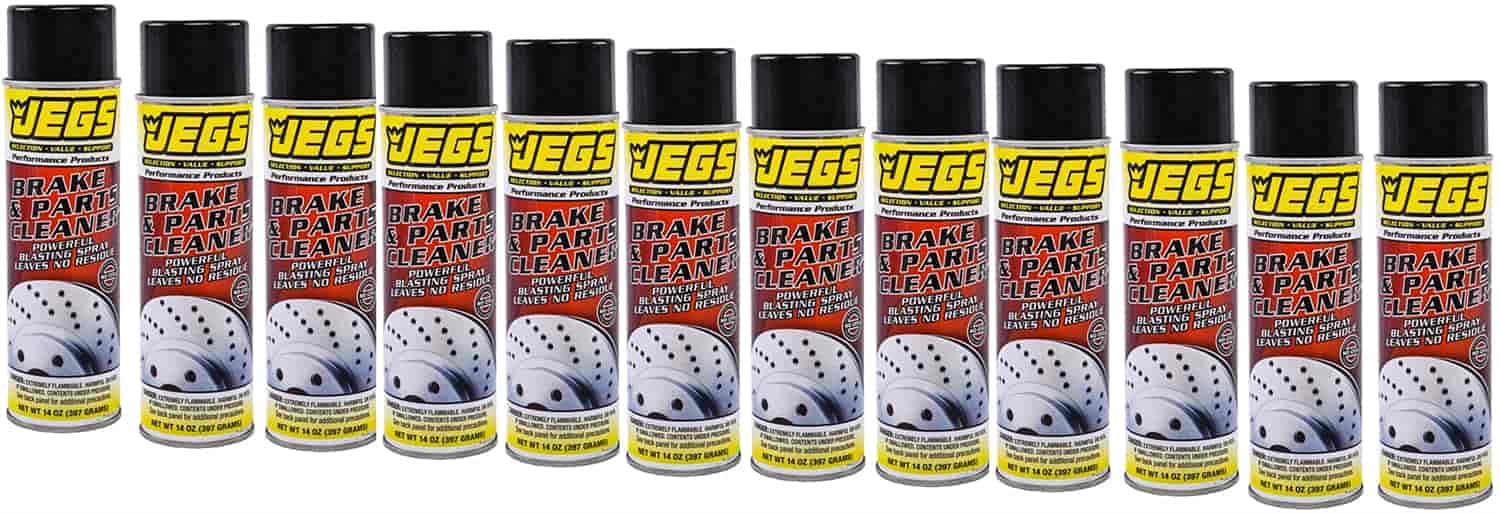 JEGS 72313 High-Performance Brake & Parts Cleaner - 14 oz Aerosol Can (Case of 12) | Fast-Acting Degreaser for Automotive, Motorcycle & Industrial Equipment Cleaning