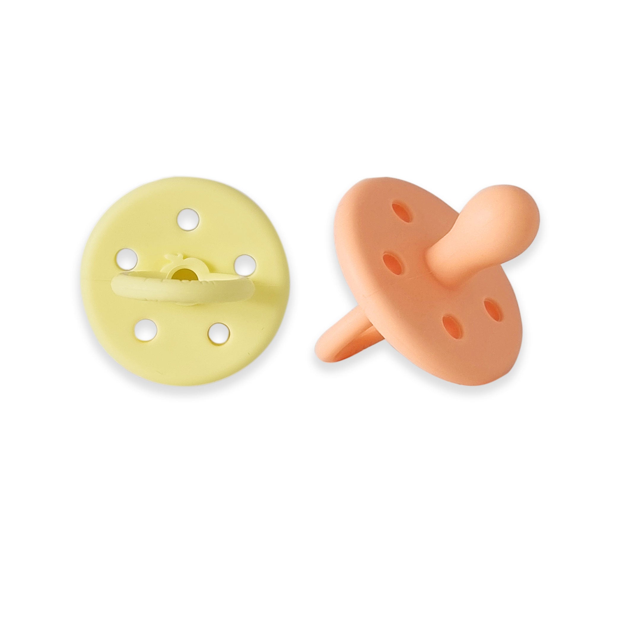 PLUM 2-Pack Silicone Baby Soothers - Mango & Lemon Flavored Teethers for Infants | Perfect for Teething Relief, Daycare, and Travel