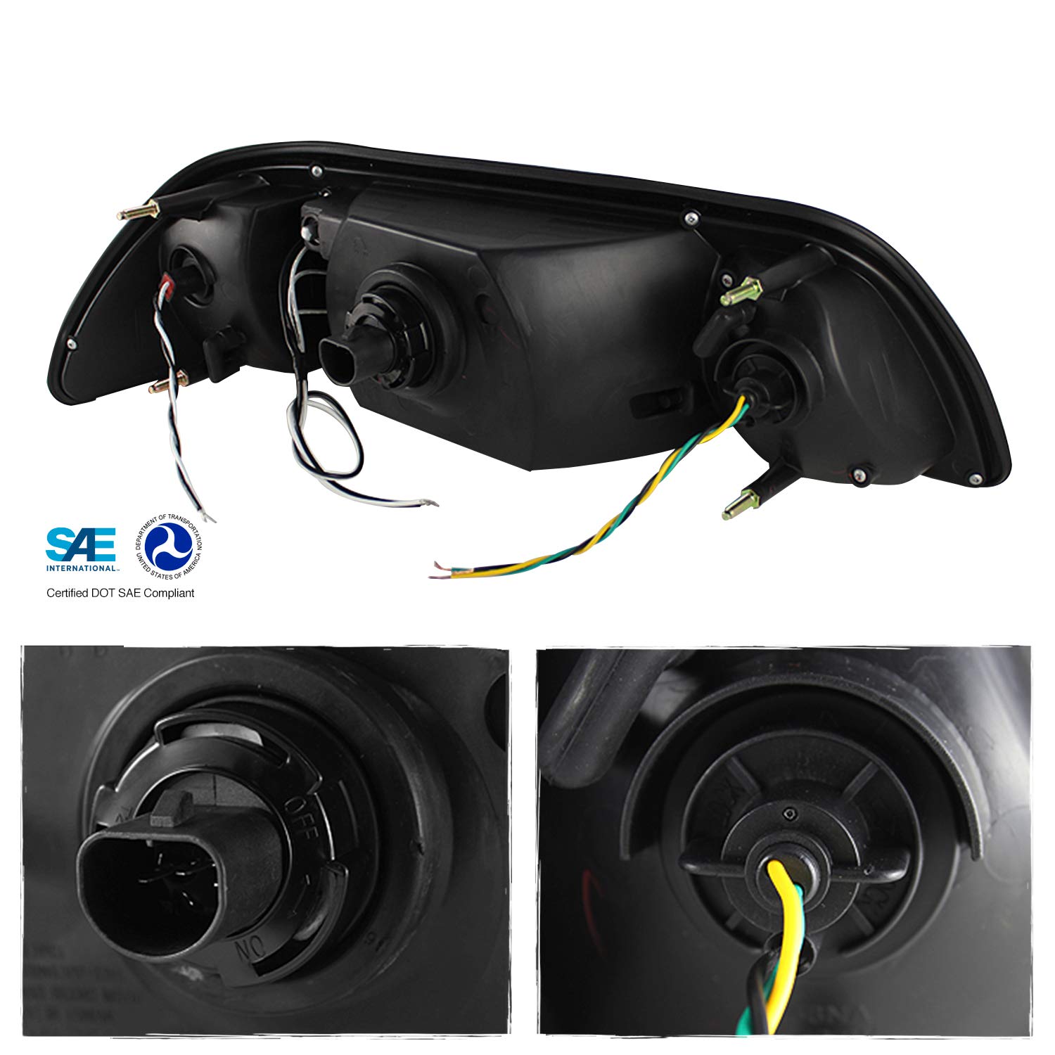 AKKON LED Headlight Kit for 1987-1993 Ford Mustang - Black Housing Headlights, Corner Lamps & Tail Lights Combo (6-in-1) | Upgrade Lighting for Night Driving & Car Shows