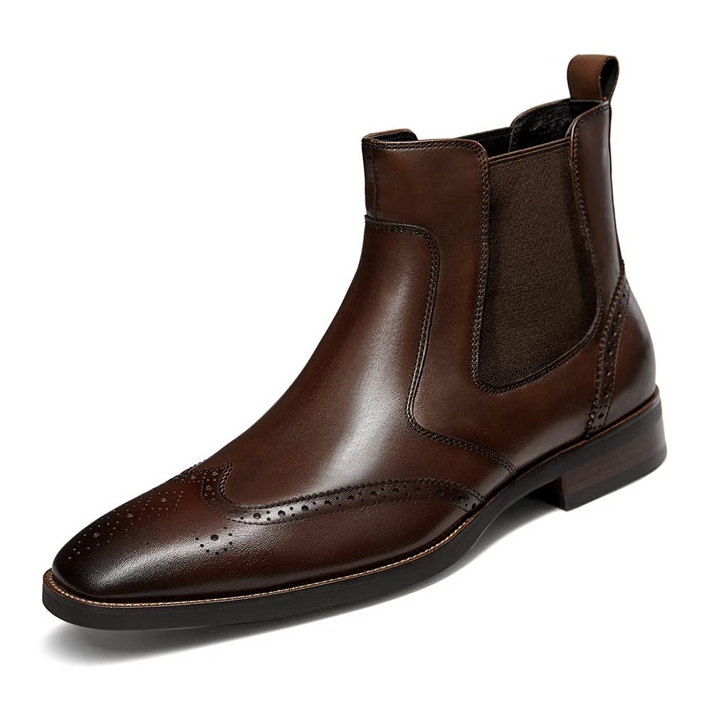 Dockorio Men's Chelsea Boots - Genuine Leather Formal Dress Boots for Business, Office & Wedding - Comfortable Slip-On Ankle Boots for Men