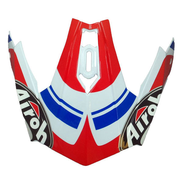 Airoh Peak TRR S Vintage Motorcycle Helmet - Gloss Blue, White, Red - Lightweight & DOT Approved for Street Riding & Cruising