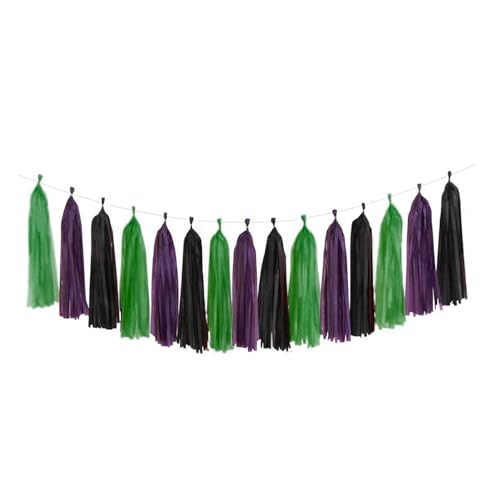 Green Purple and Black Tassel Garland