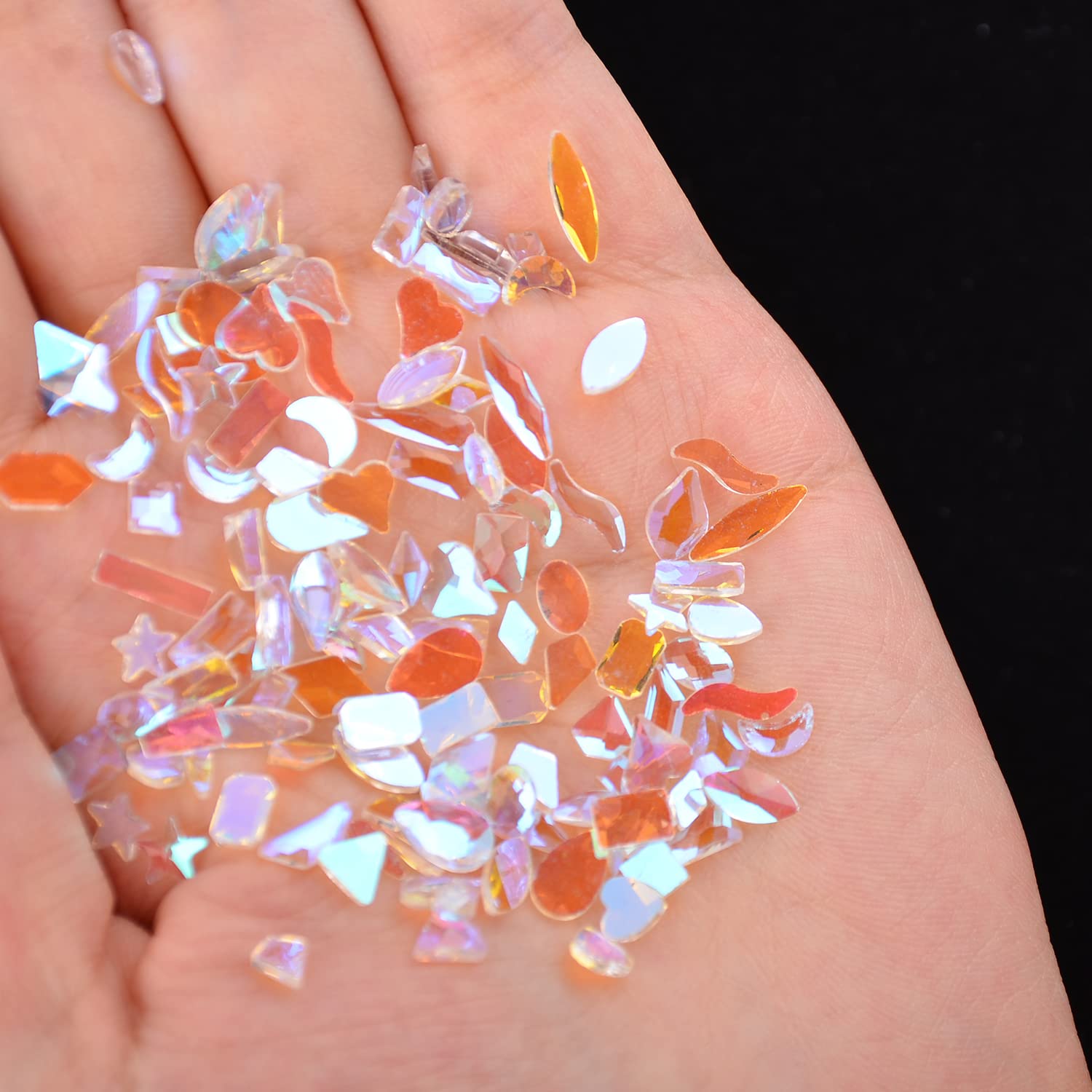 100Pcs 3D Nail Art Rhinestones Kit - Multi-Shaped AB Flatback Crystal Gems with Clear AB Coating, Star & Moon Drop Glass Diamonds for Nail Design, Jewelry Making & DIY Crafts | Perfect for Manicures, Home Decor & Gift Projects