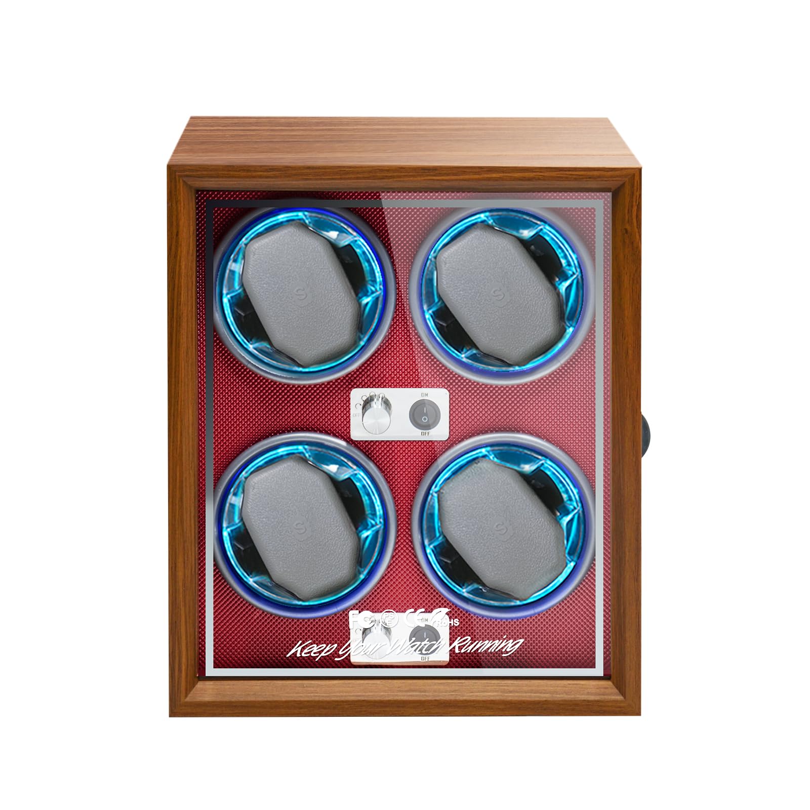 Premium 4-Slot Vertical Automatic Watch Winder Box - Ultra Quiet Motor with LED Backlight & Adjustable Watch Pillows for Men & Women - USB Powered - Perfect for Watch Collection Storage & Display at Home/Office