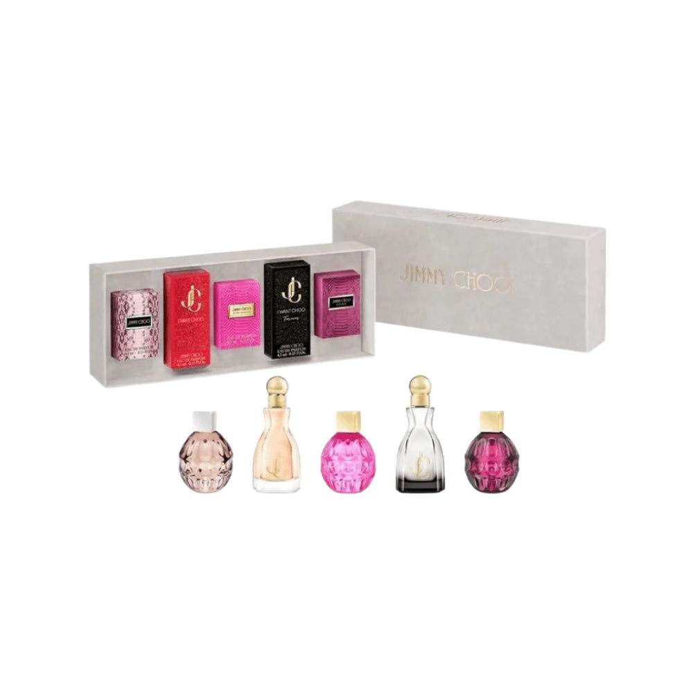Jimmy Choo Mini Perfume Gift Set - 5 Piece Mixed Fragrances (5x4.5ml) | Luxury Travel Size Scents for Women, Perfect for Gifts, Parties & Everyday Elegance