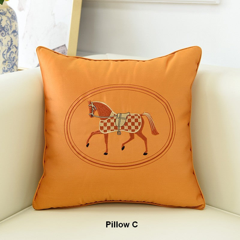 Horse Embroidered Decorative Throw Pillows for Couch - Modern Farmhouse Style Sofa Pillow Covers - Perfect for Living Room, Bedroom, and Home Decor