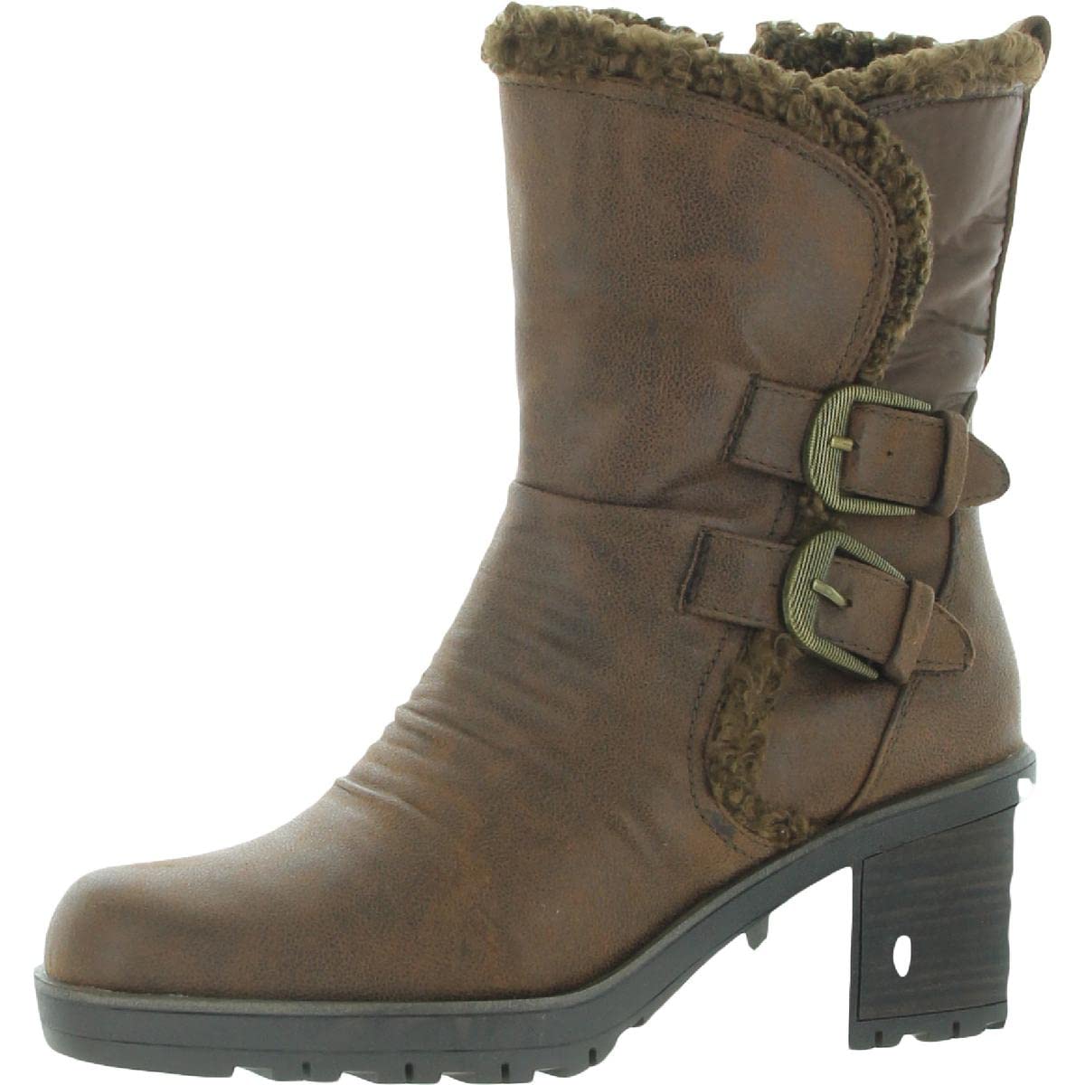 BareTraps Women's Tevin Faux Fur Round Toe Ankle Boots - Brown, Size 8.5 | Warm Winter Fashion, Casual Outfit, Holiday Party Shoes