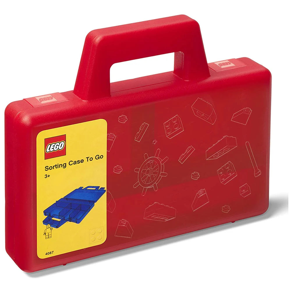 Lego Sorting Case To Go - Transparent Red Storage Box for Organizing Lego Bricks - Perfect for Travel, Home & Classroom Organization